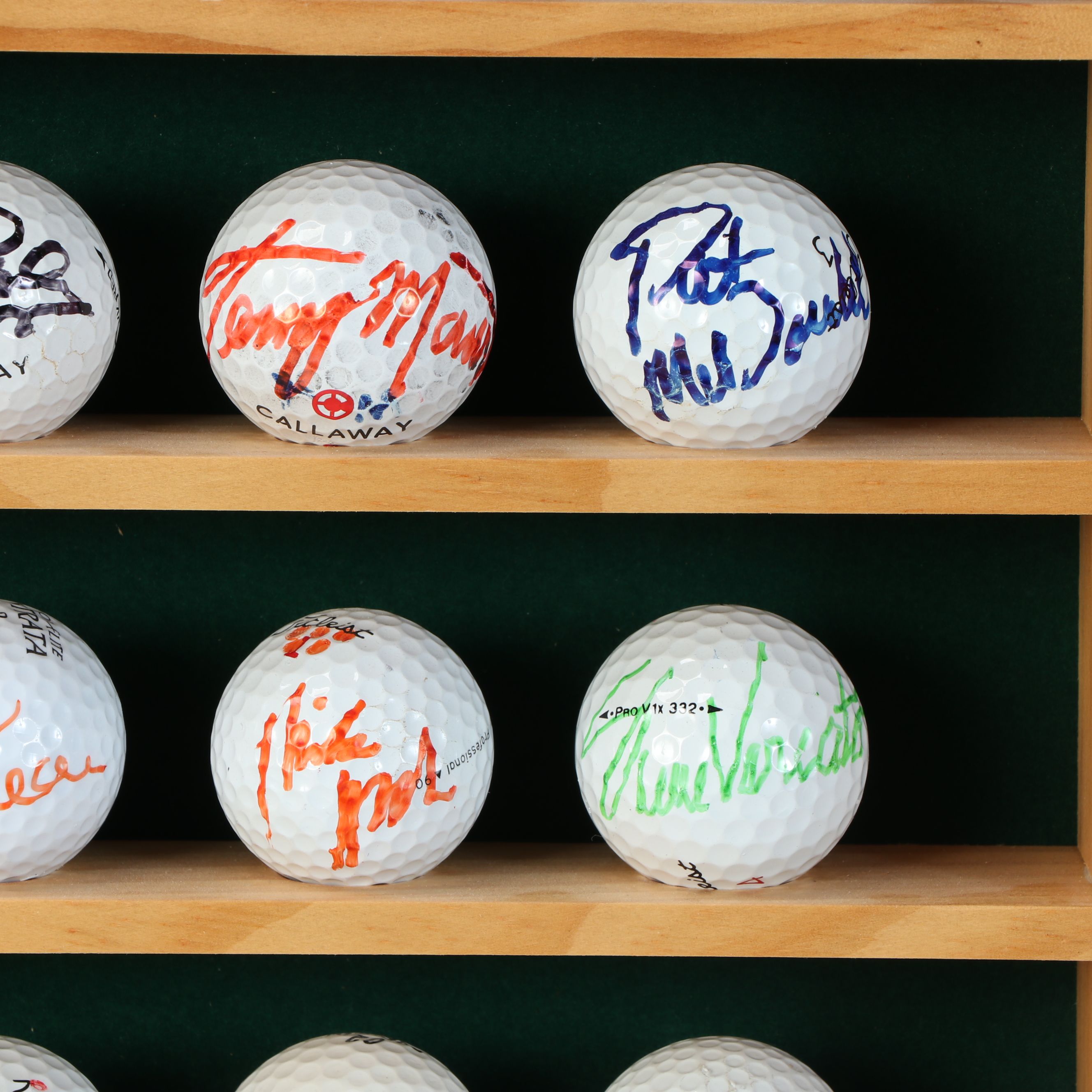 Handmade Golf Ball Display Shelves with Logo and Signed Golf Balls