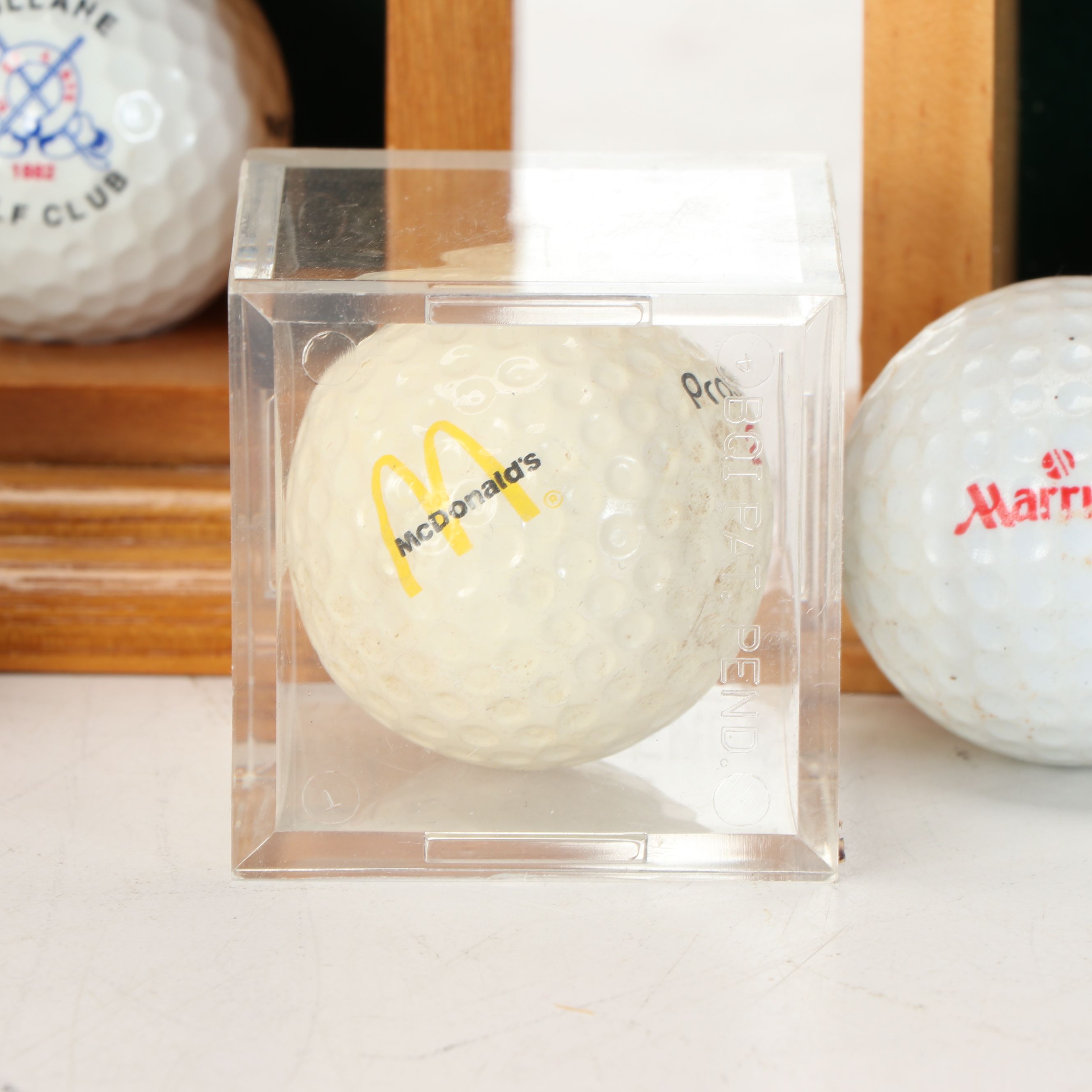 Handmade Golf Ball Display Shelves with Logo and Signed Golf Balls