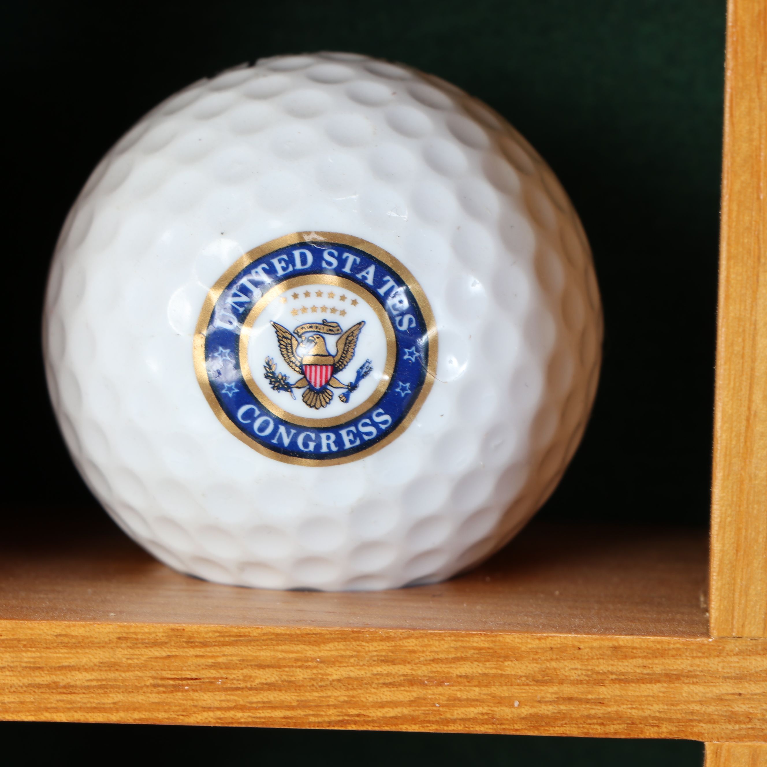 Handmade Golf Ball Display Shelves with Logo and Signed Golf Balls