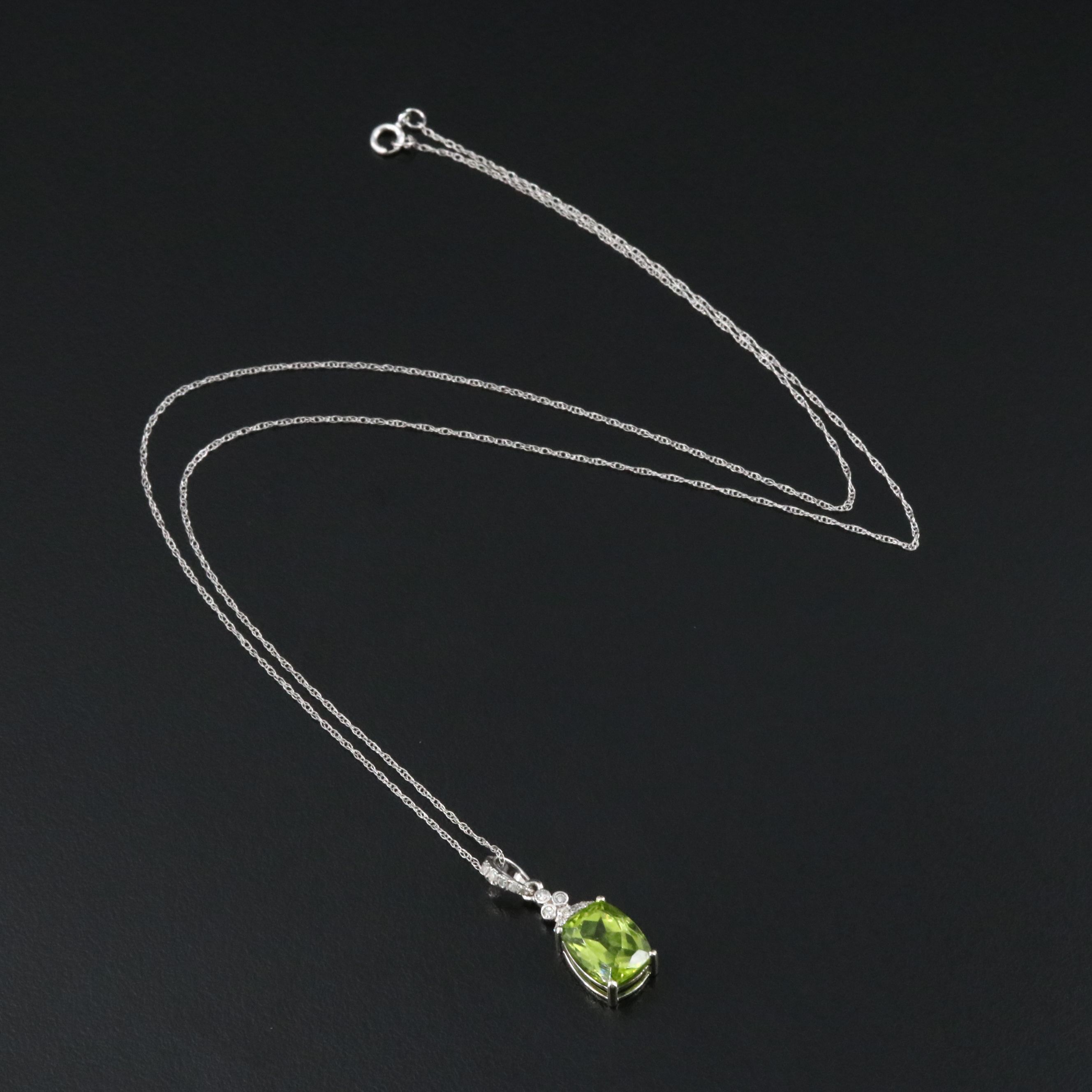10K Peridot and Diamond Pendant Necklace
