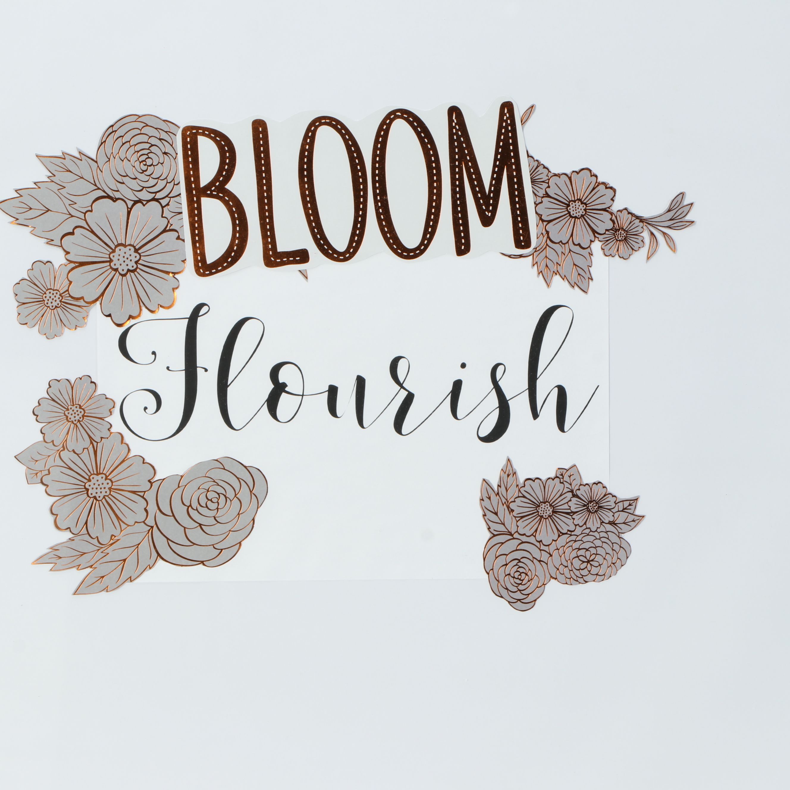 Bloom and Flourish Collage with Weathered Wooden Frame