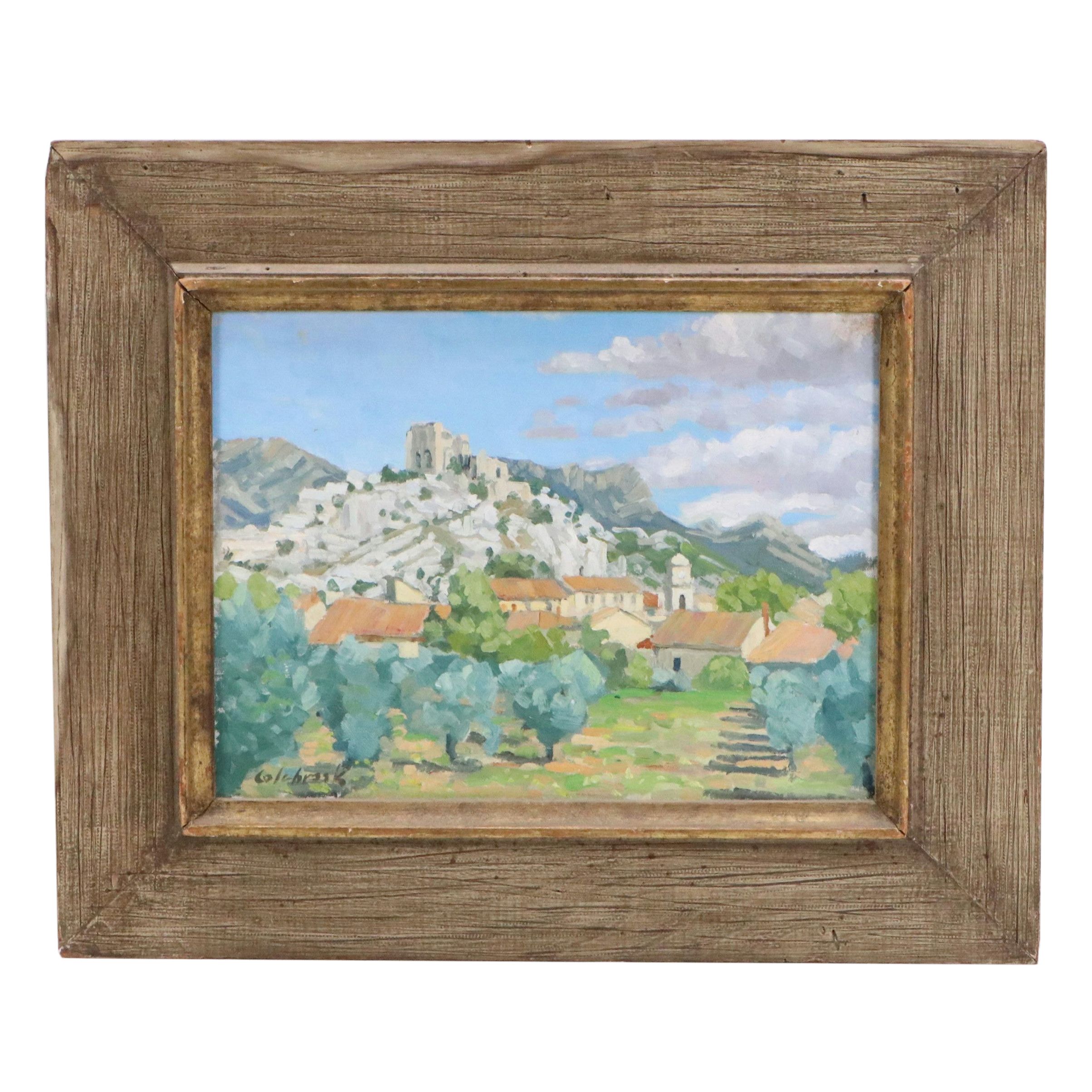 Mediterranean Landscape Oil Painting, Late 20th Century