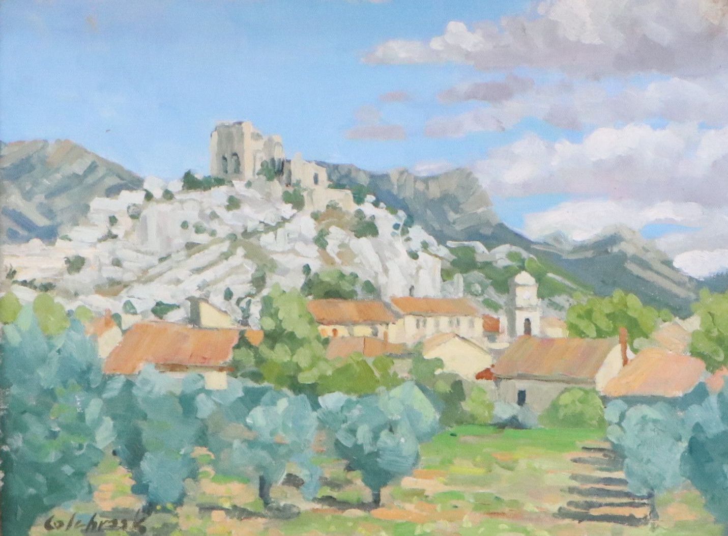 Mediterranean Landscape Oil Painting, Late 20th Century