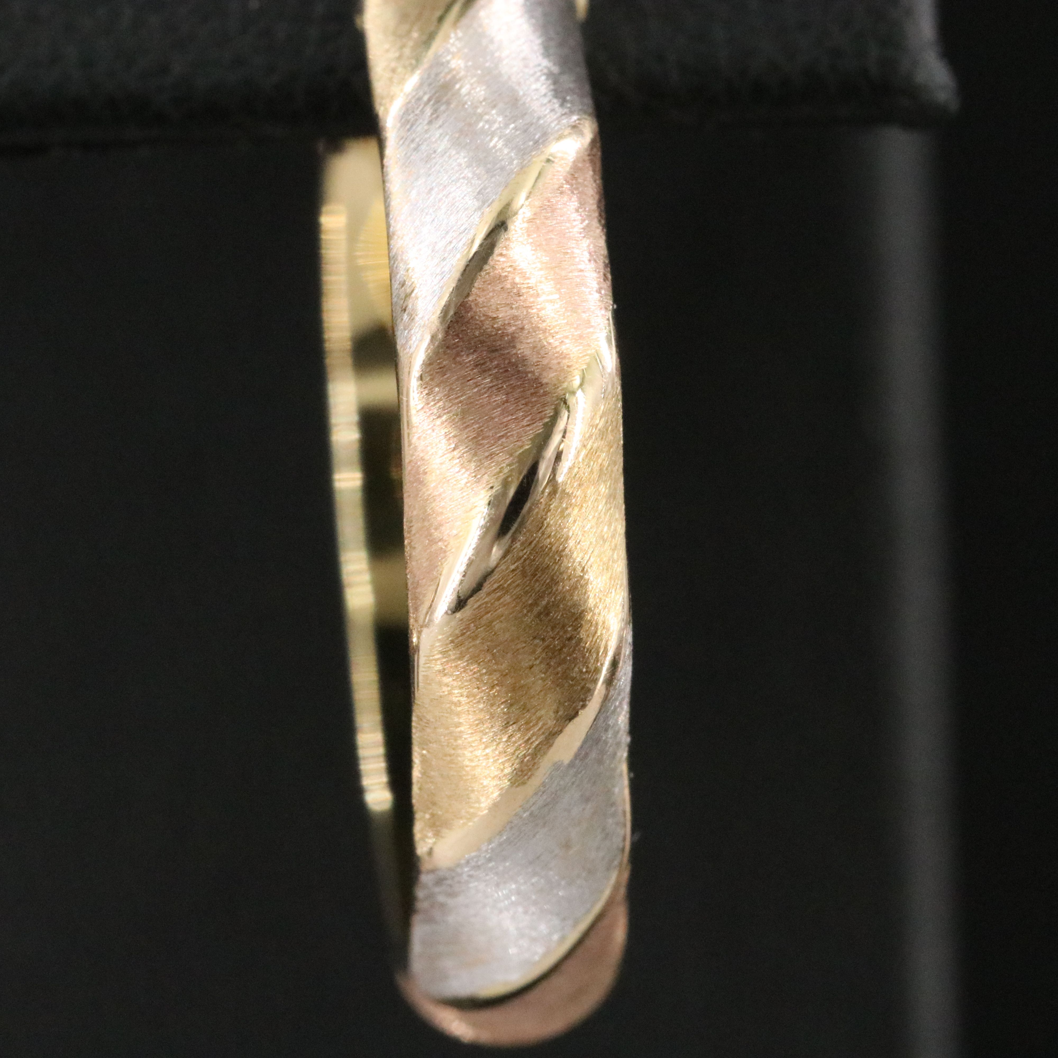 14K Tri-Color Fluted Hoop Earrings