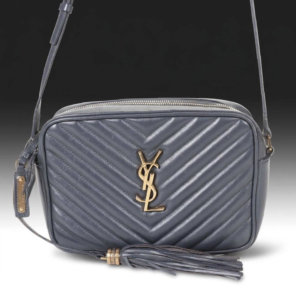 Yves Saint Laurent Lou Camera Bag in Black Matelassé Chevron Leather