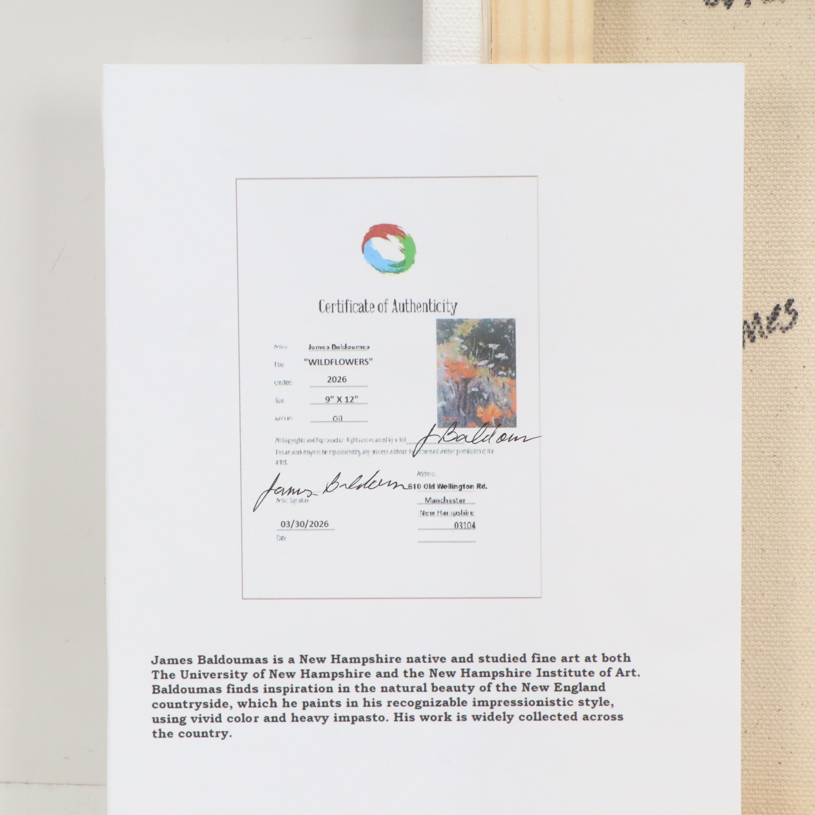 James Baldoumas Oil Painting "Wildflowers," 2026