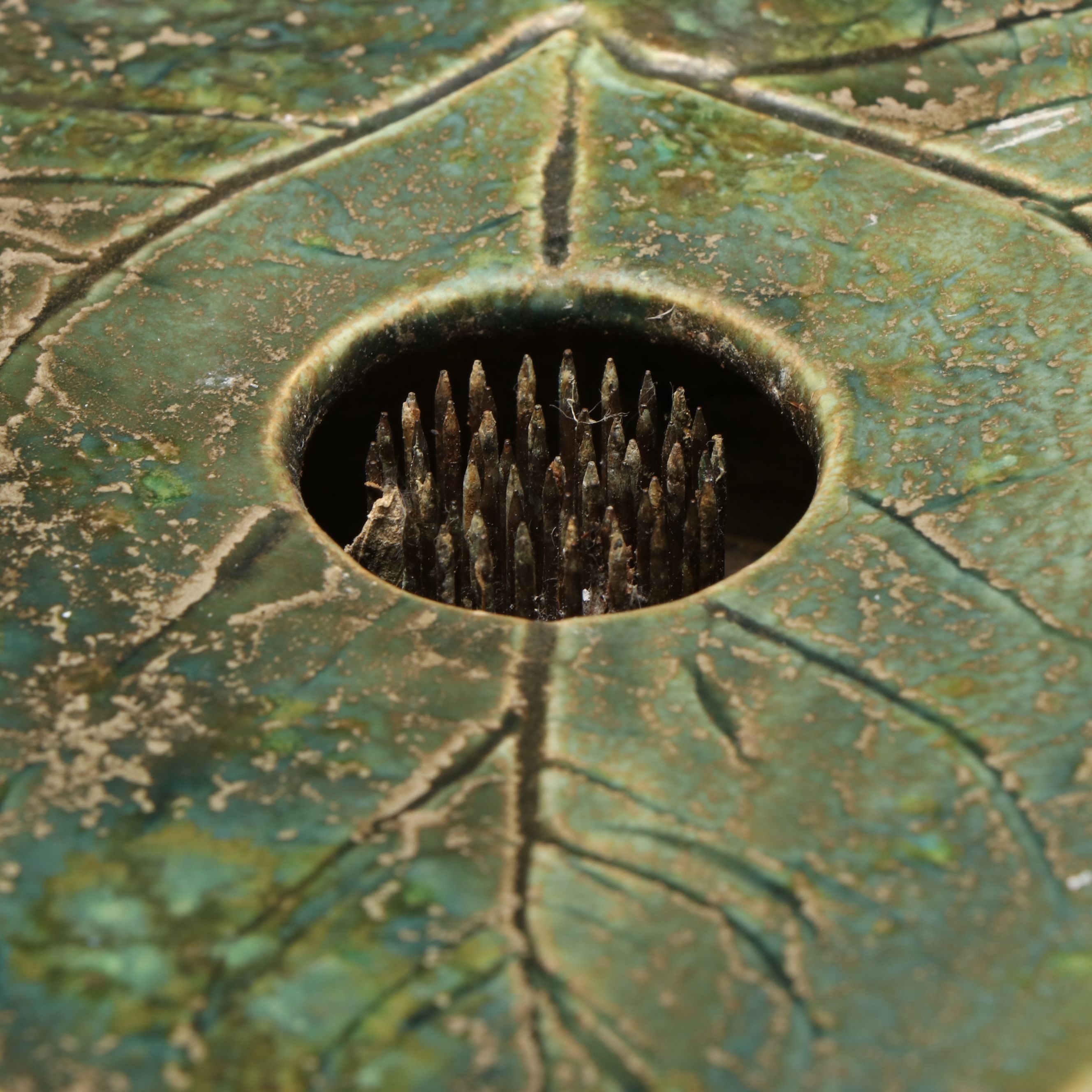 Larry Spears Drip Glaze Flower Frog with Other Art Pottery Frog and Bowl