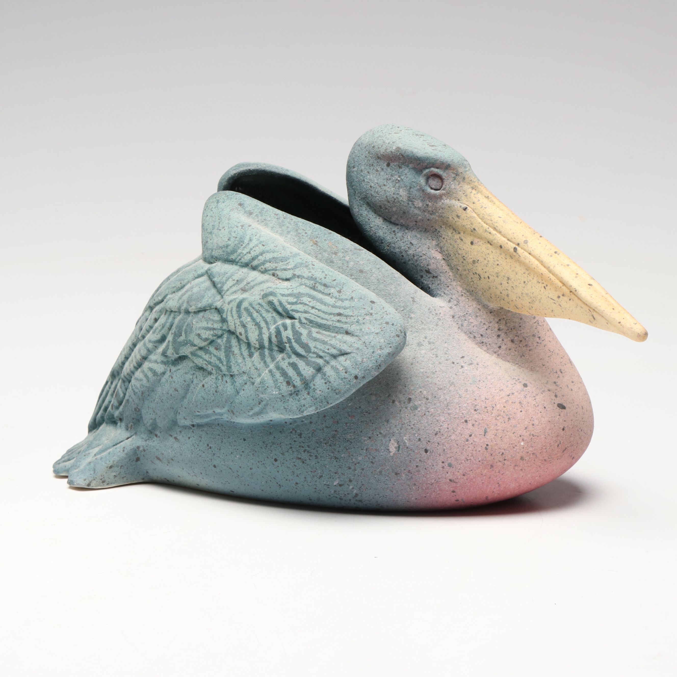 Wayne Bates Sgraffito Jar with Owl Creek Pelican Planter and Other Candlestick