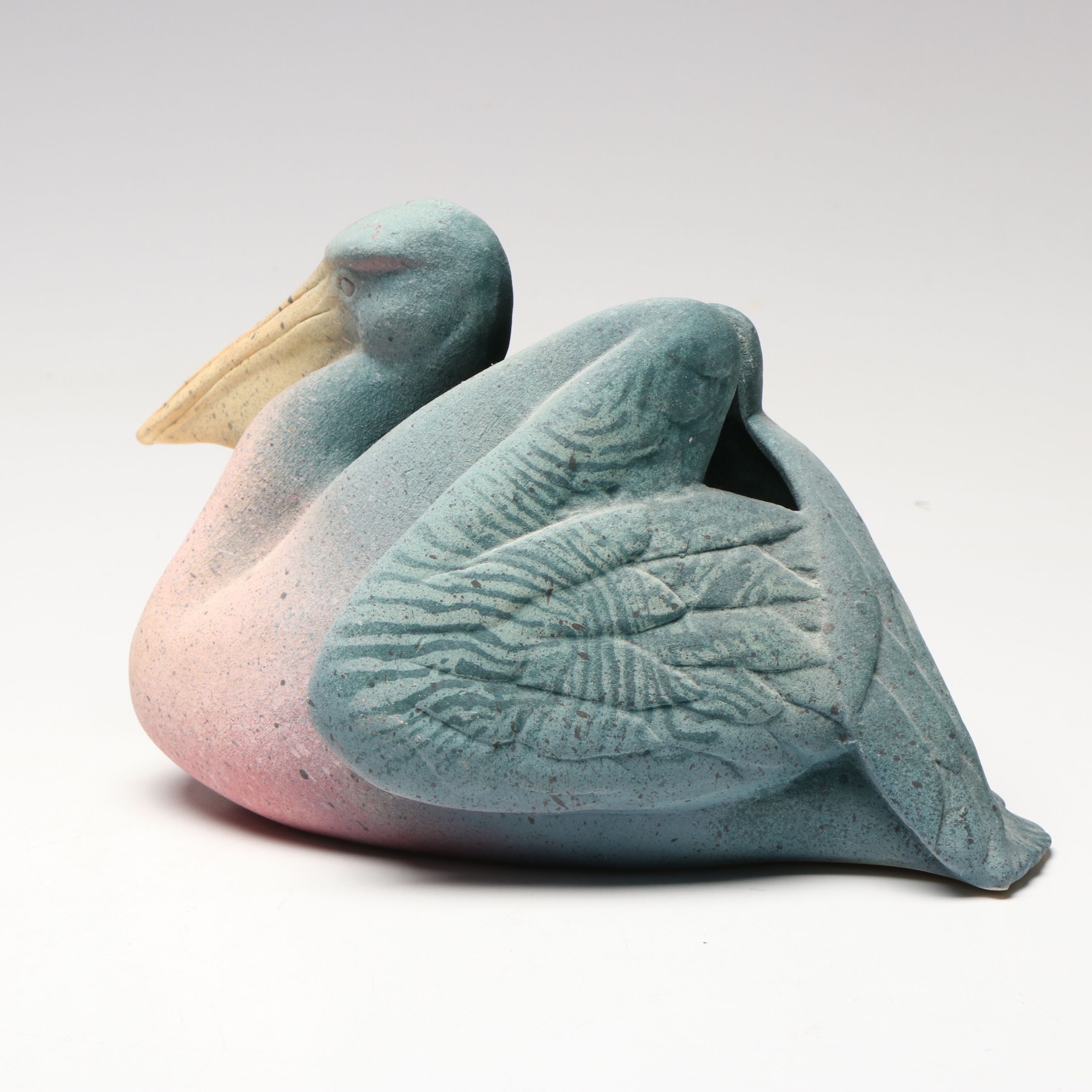 Wayne Bates Sgraffito Jar with Owl Creek Pelican Planter and Other Candlestick