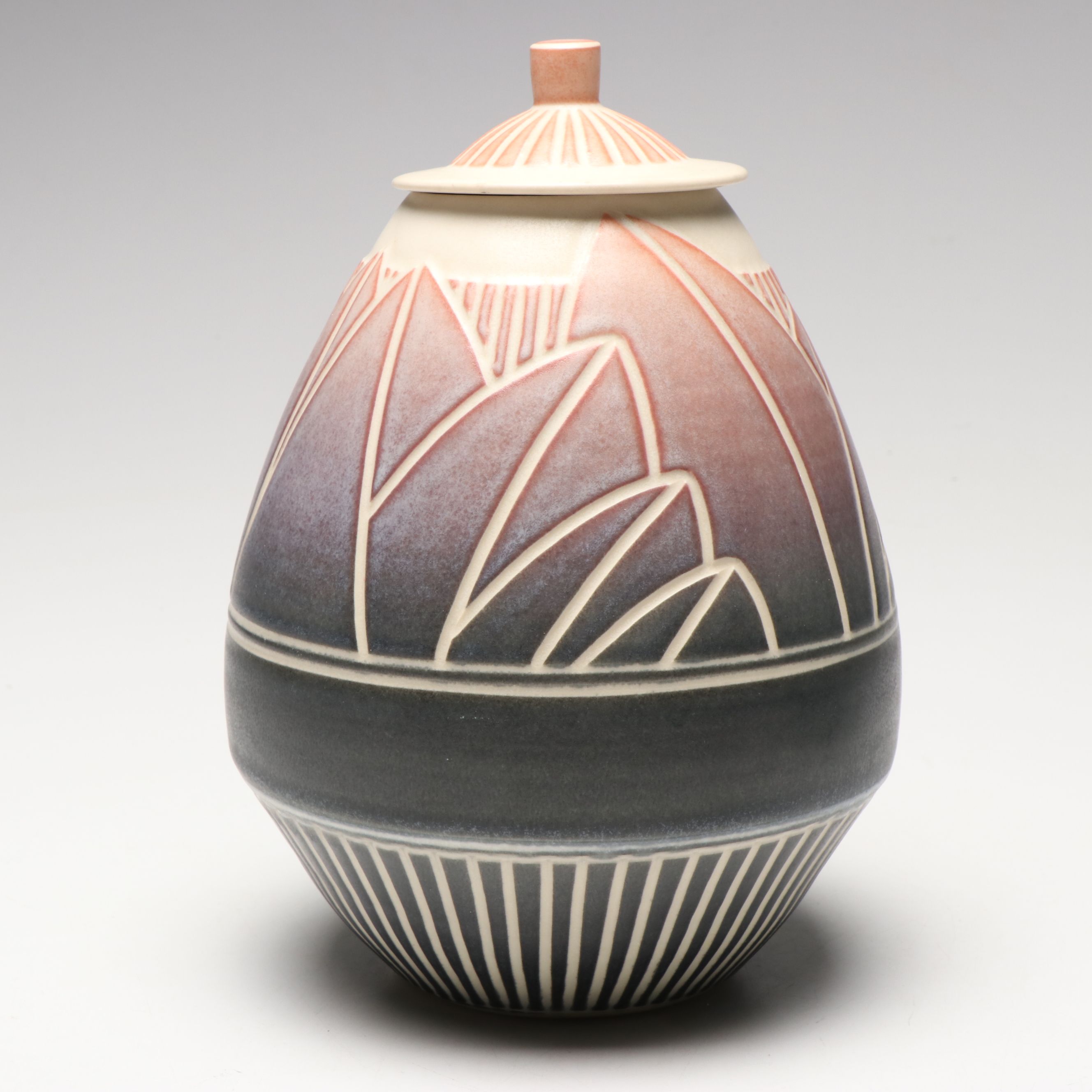 Wayne Bates Sgraffito Jar with Owl Creek Pelican Planter and Other Candlestick