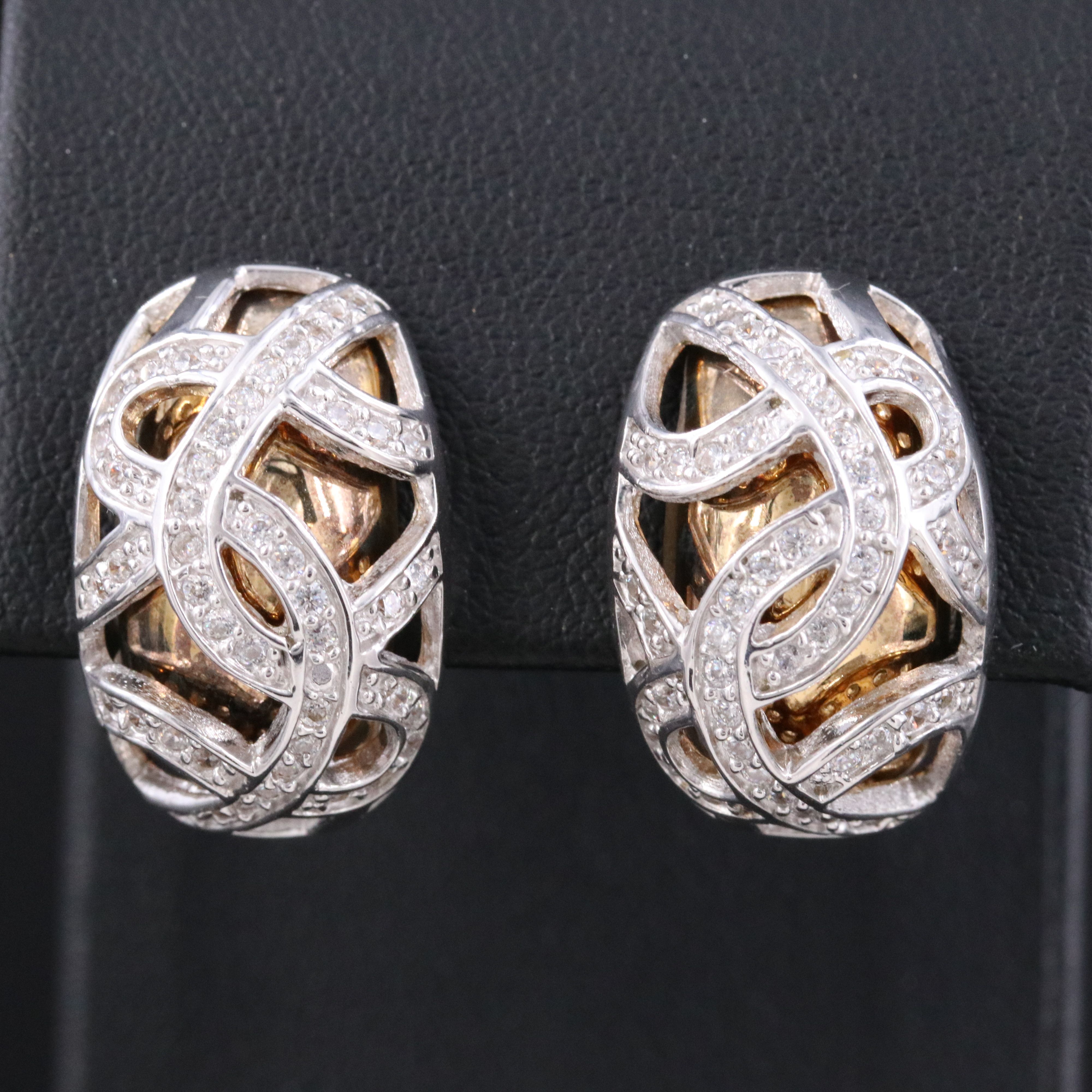 Sterling CZ Earrings with 18K Accents