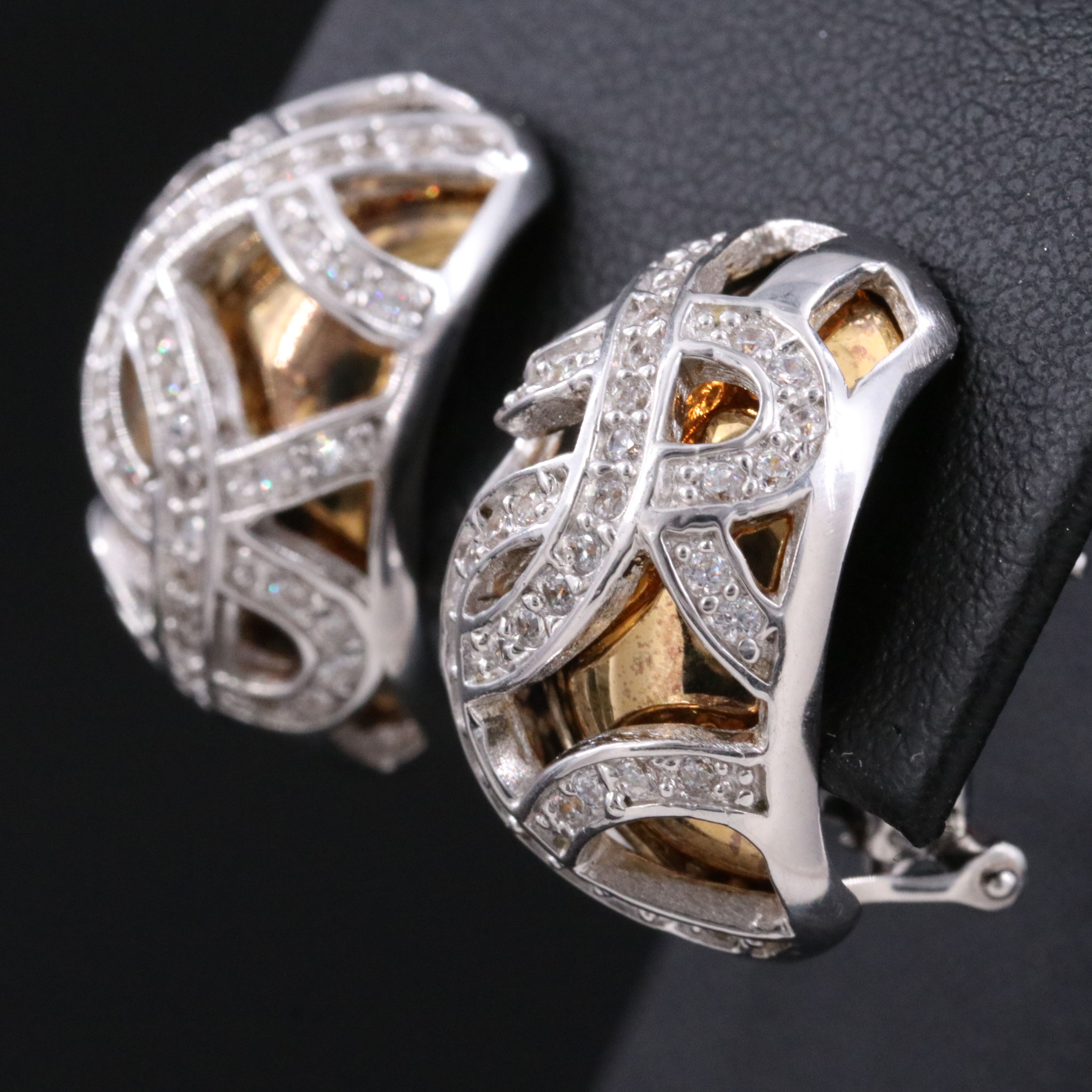 Sterling CZ Earrings with 18K Accents