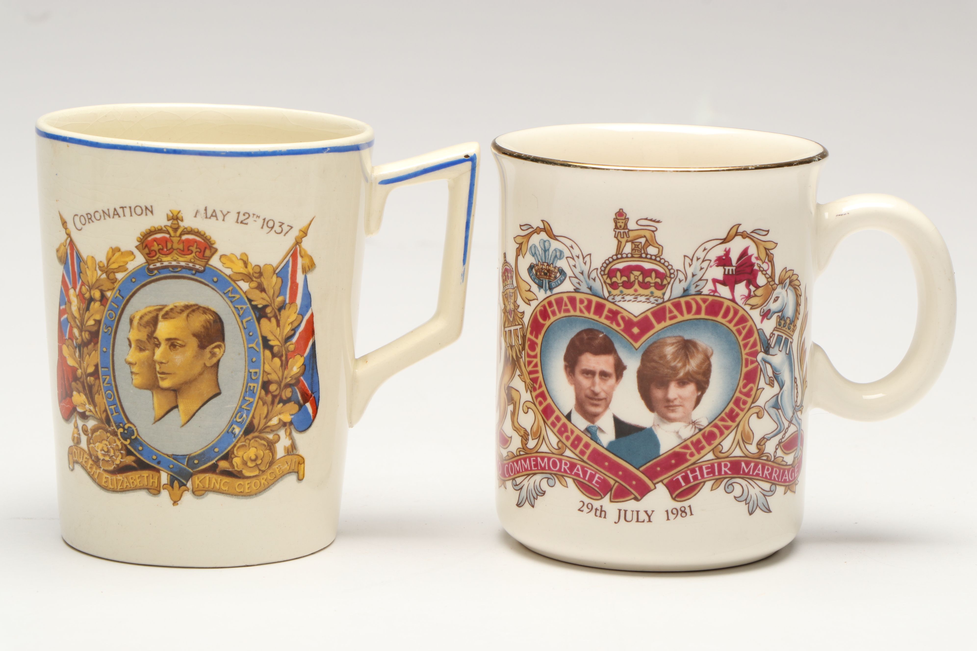 Royal Doulton Elizabeth II Coronation and Other Commemorative Ceramic Mugs
