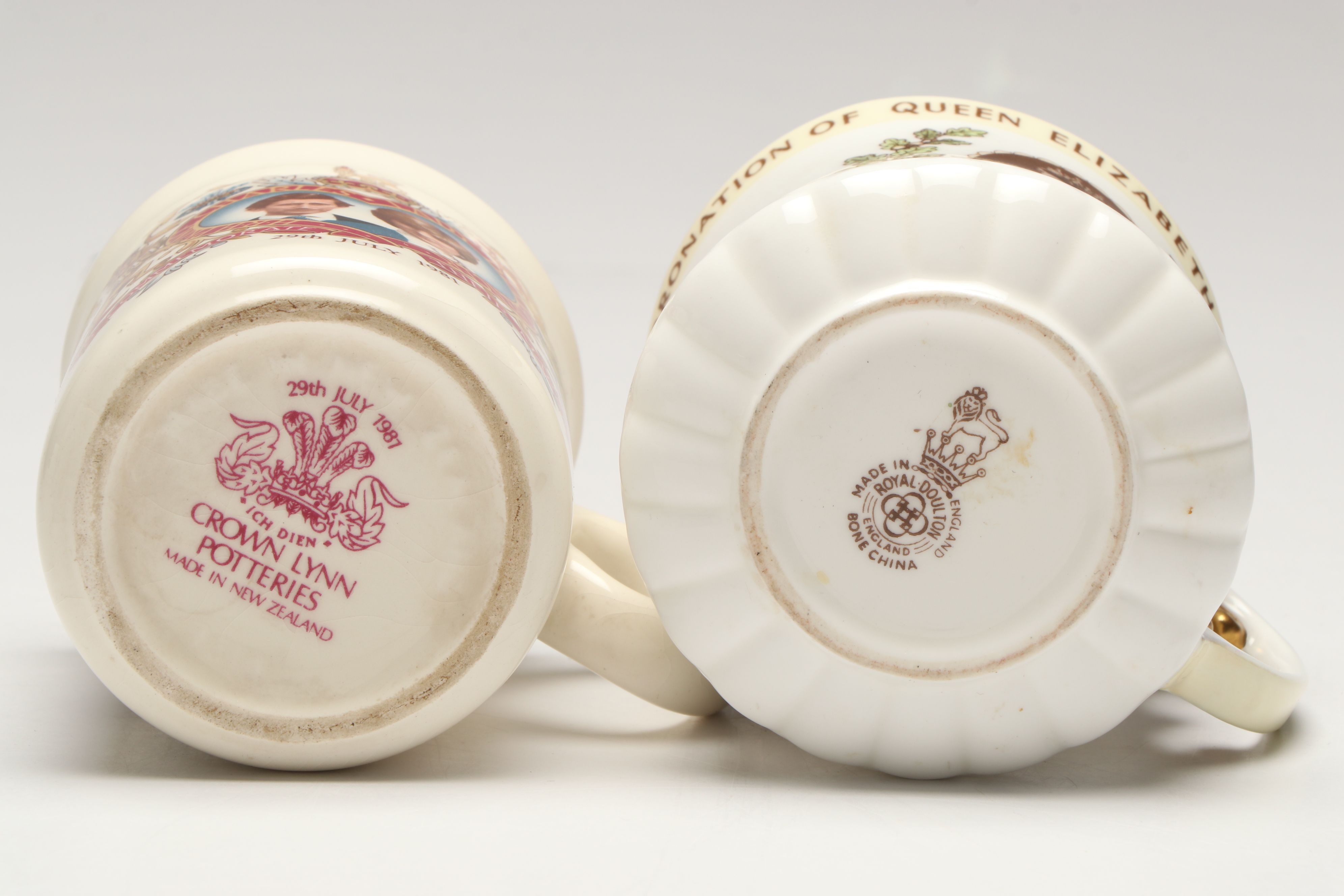 Royal Doulton Elizabeth II Coronation and Other Commemorative Ceramic Mugs