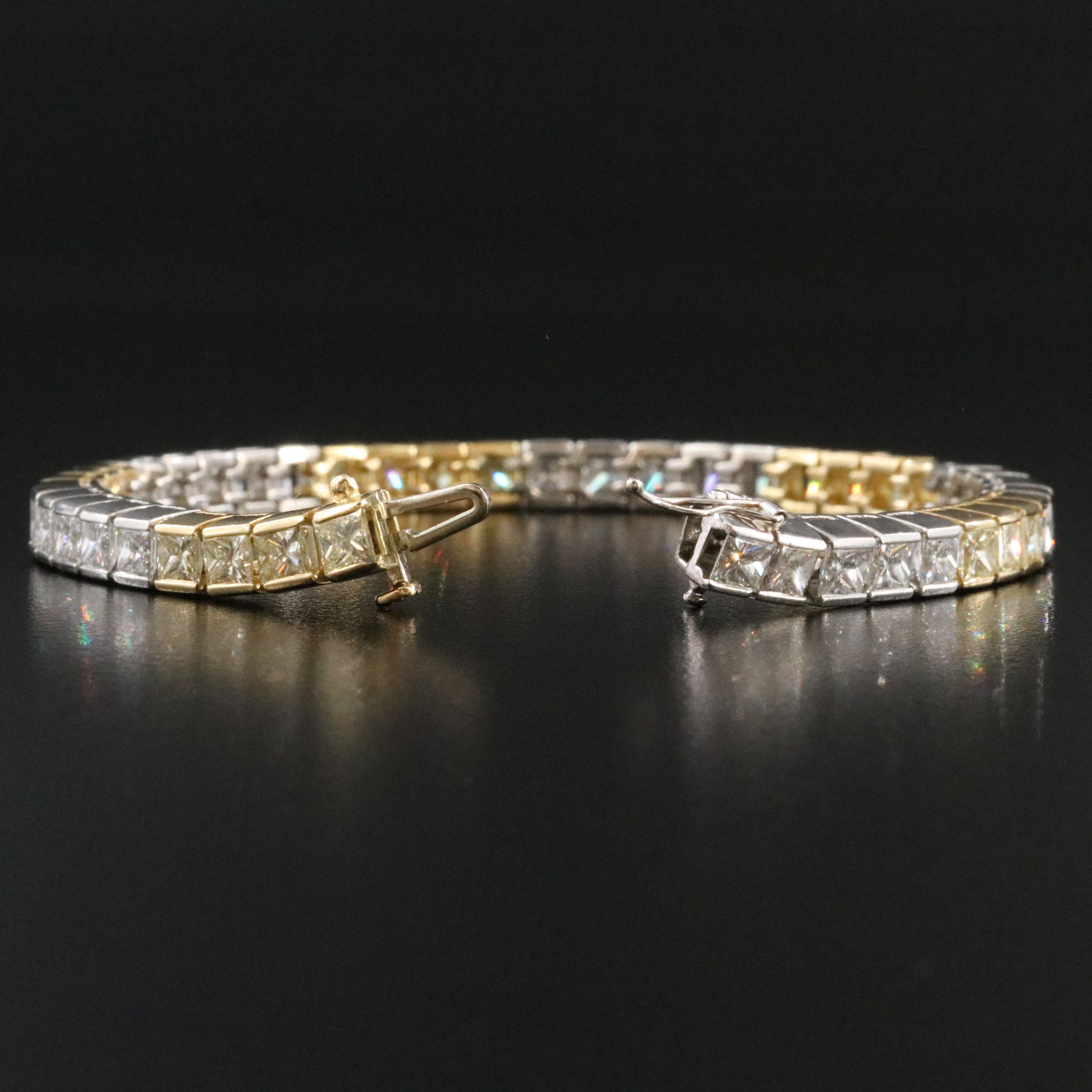 Platinum and 18K 11.25 CTW Diamond Line Bracelet with Fancy Diamonds