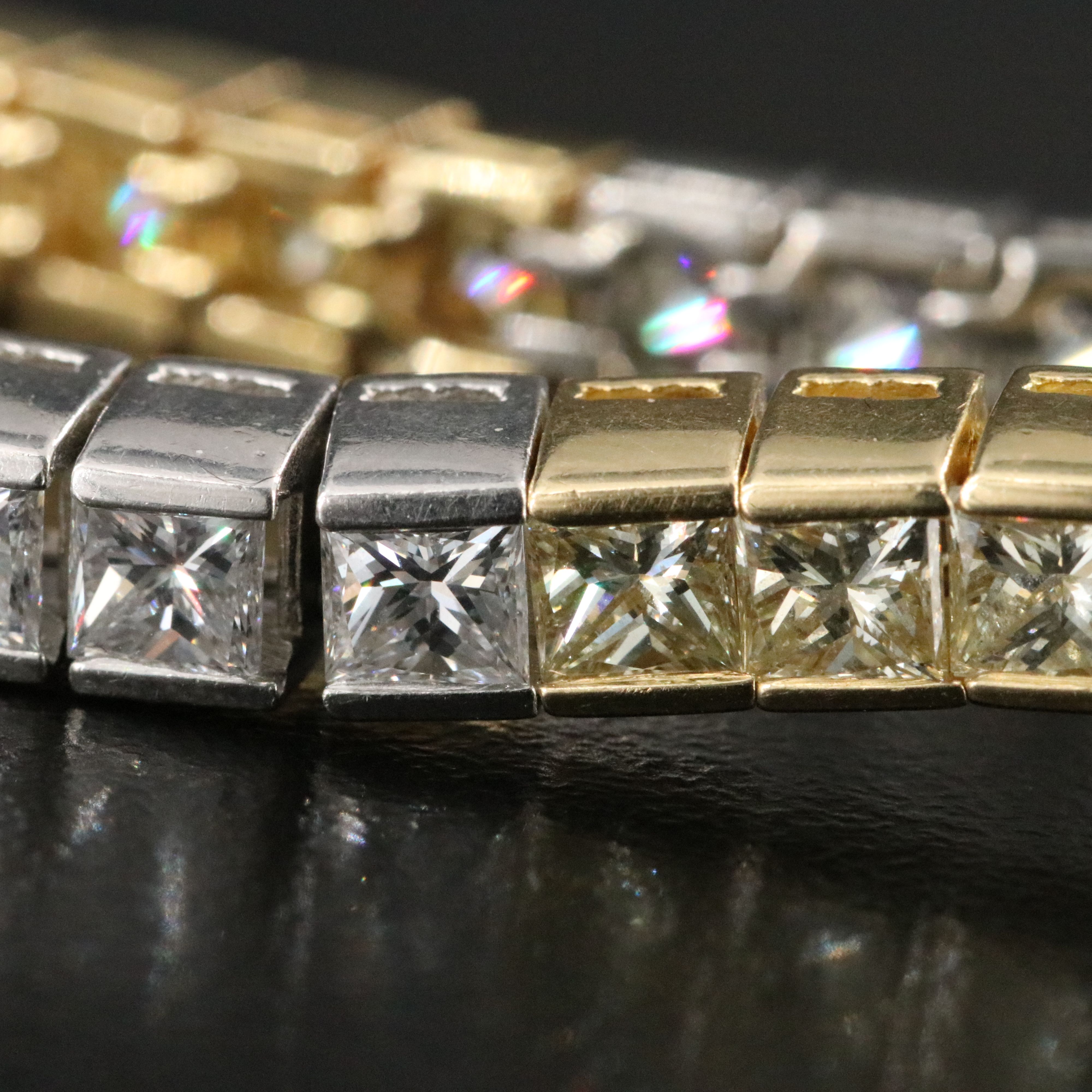 Platinum and 18K 11.25 CTW Diamond Line Bracelet with Fancy Diamonds