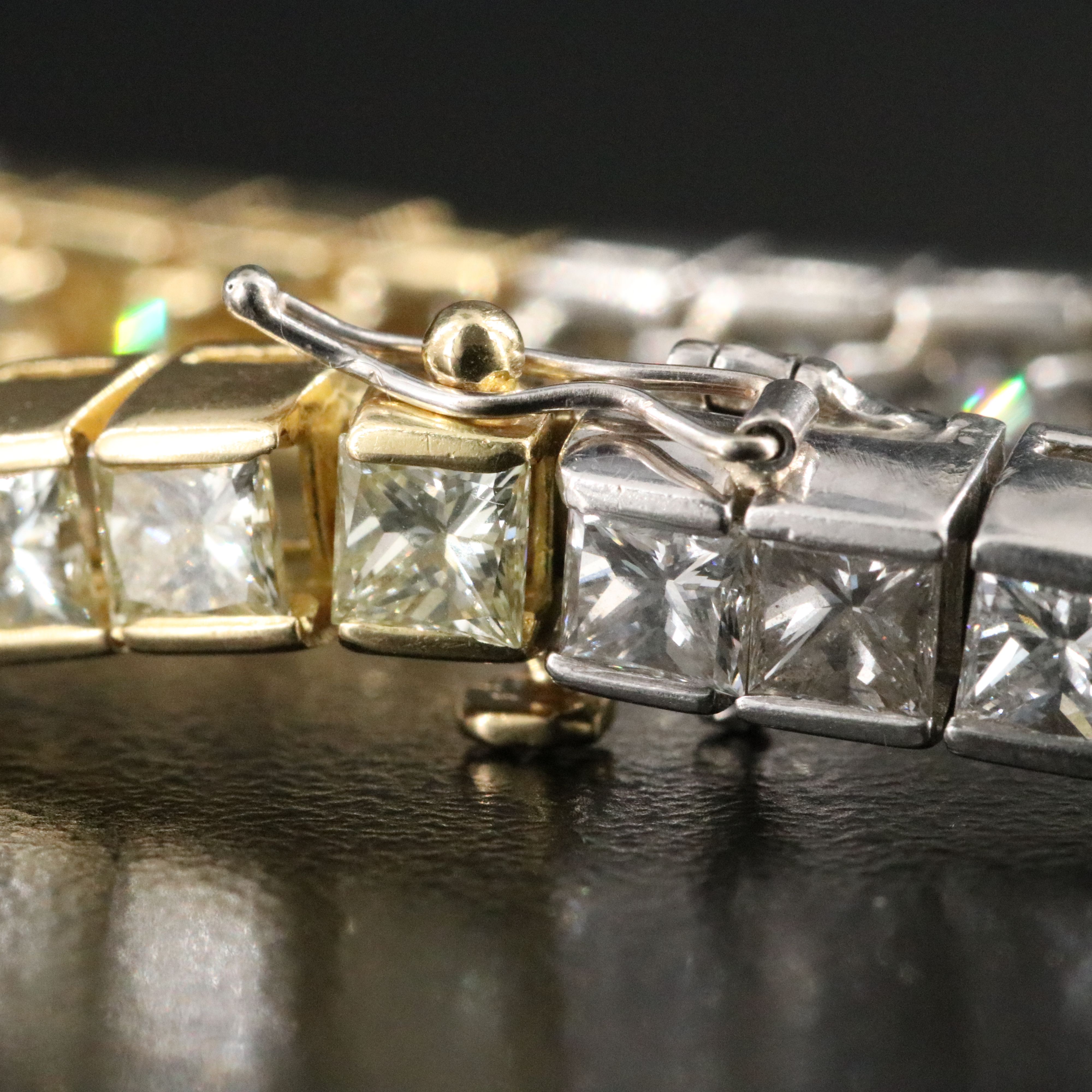 Platinum and 18K 11.25 CTW Diamond Line Bracelet with Fancy Diamonds