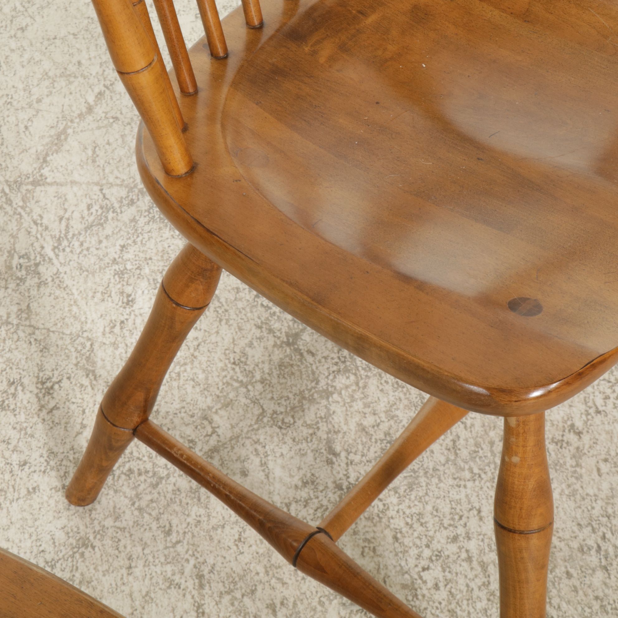 Ethan Allen Bamboo-Form Maple Birdcage Windsor Dining Chairs, Set of Four