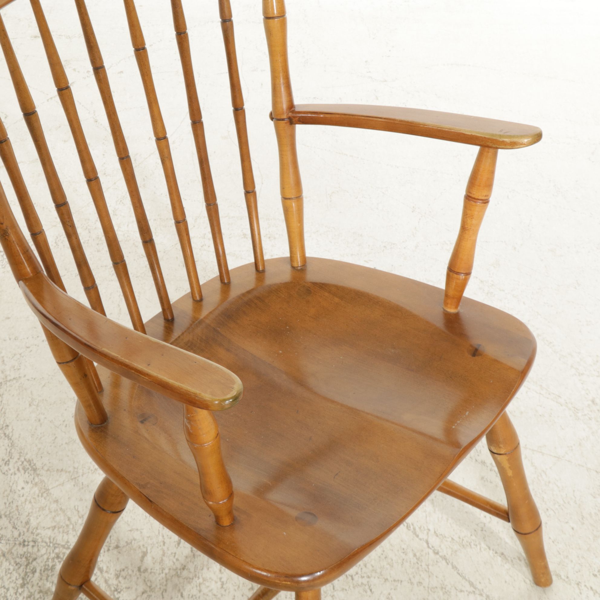 Ethan Allen Bamboo-Form Maple Birdcage Windsor Dining Chairs, Set of Four