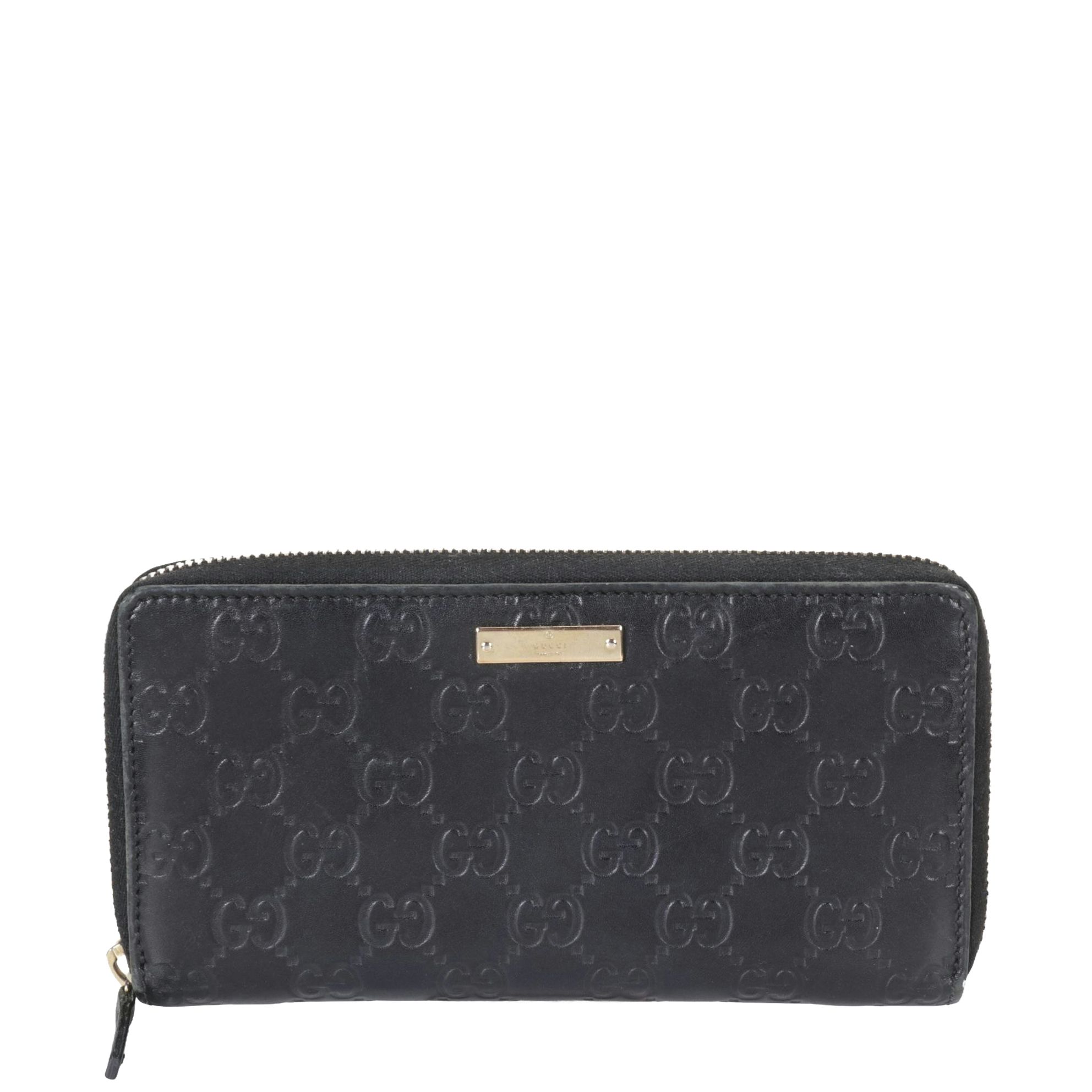 Gucci Zip Around Wallet in Black Guccissima Leather