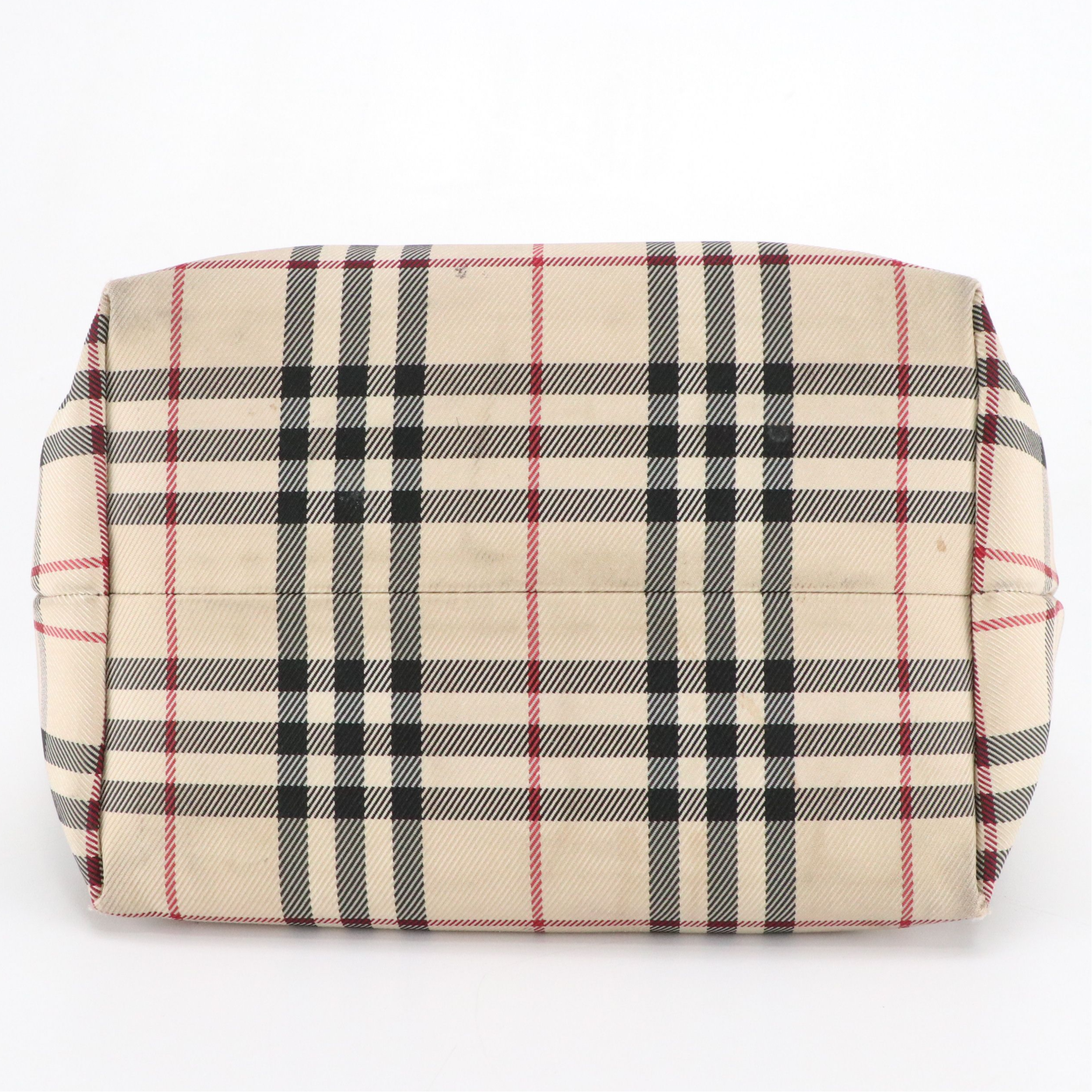 Burberry Top Handle Tote Bag in Nova Check Canvas and Brown Leather