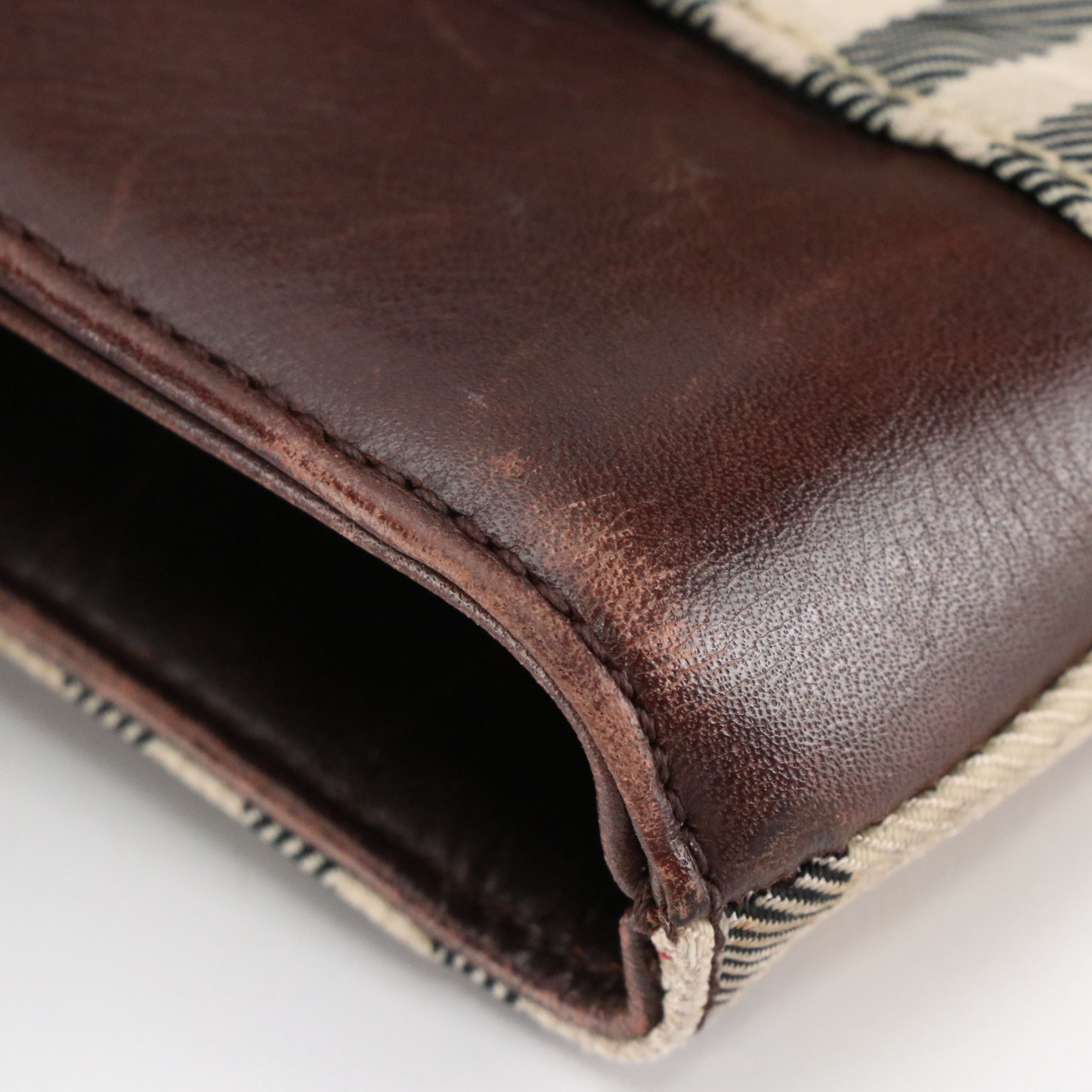 Burberry Top Handle Tote Bag in Nova Check Canvas and Brown Leather