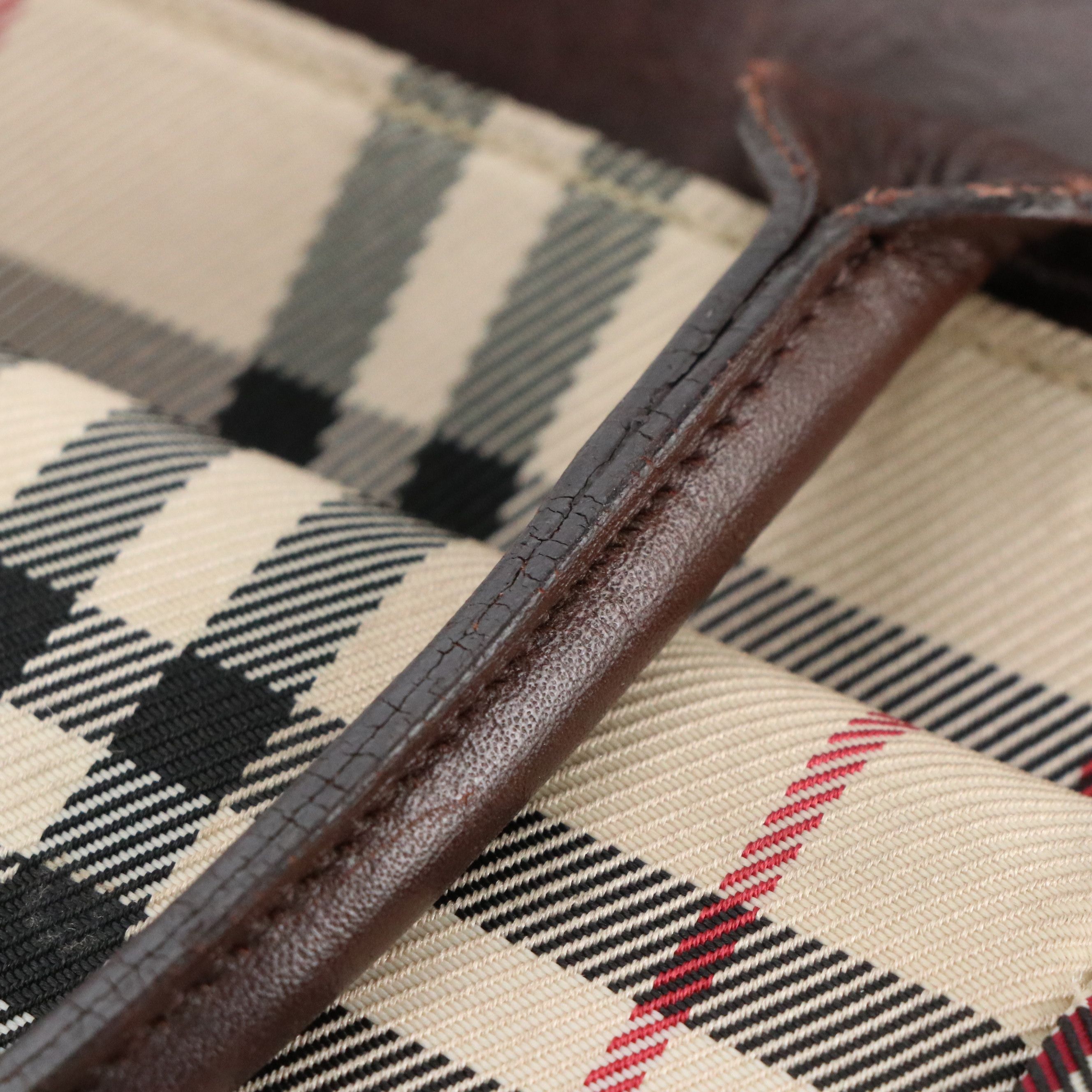 Burberry Top Handle Tote Bag in Nova Check Canvas and Brown Leather