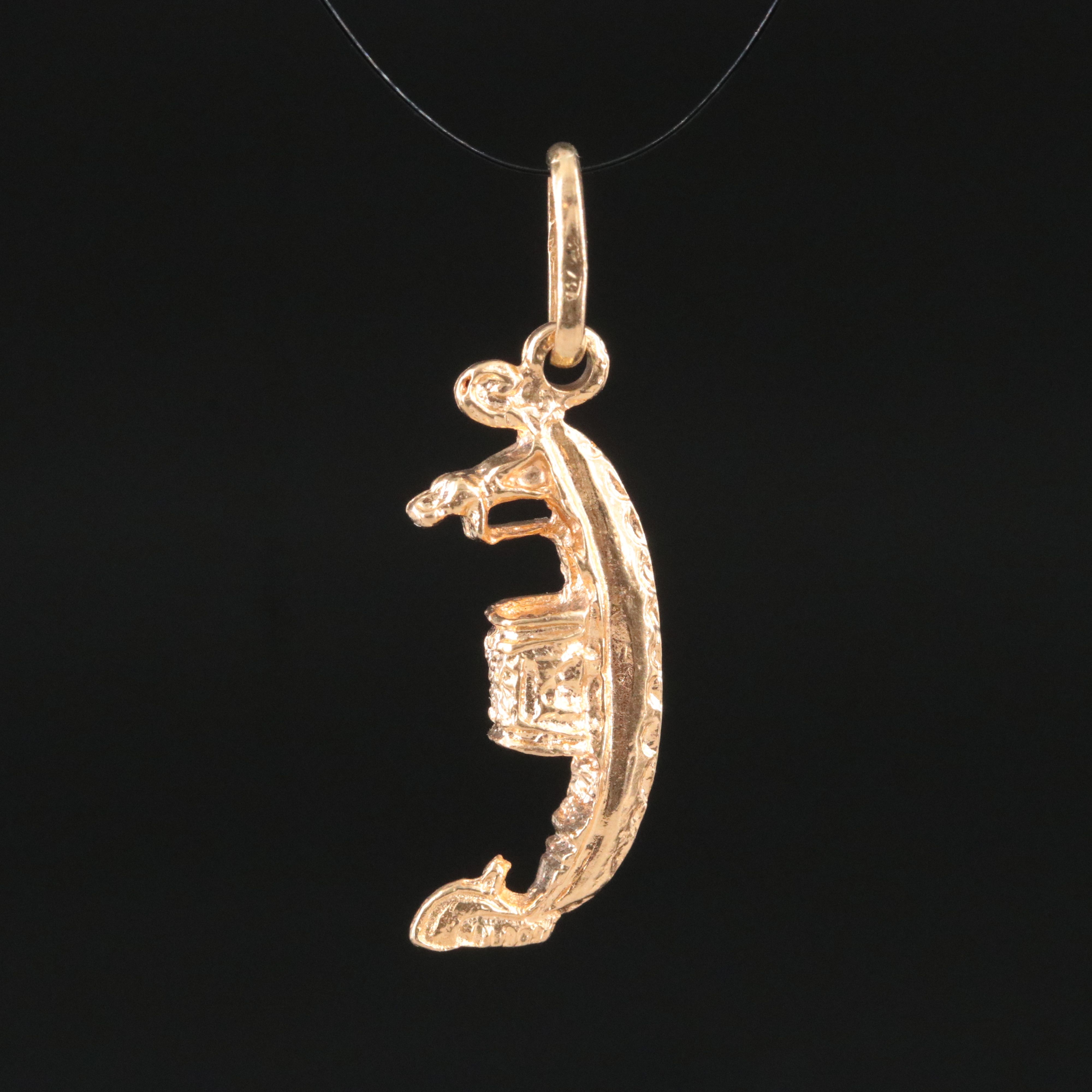 Italian 18K Gondola Boat Charm Pendant