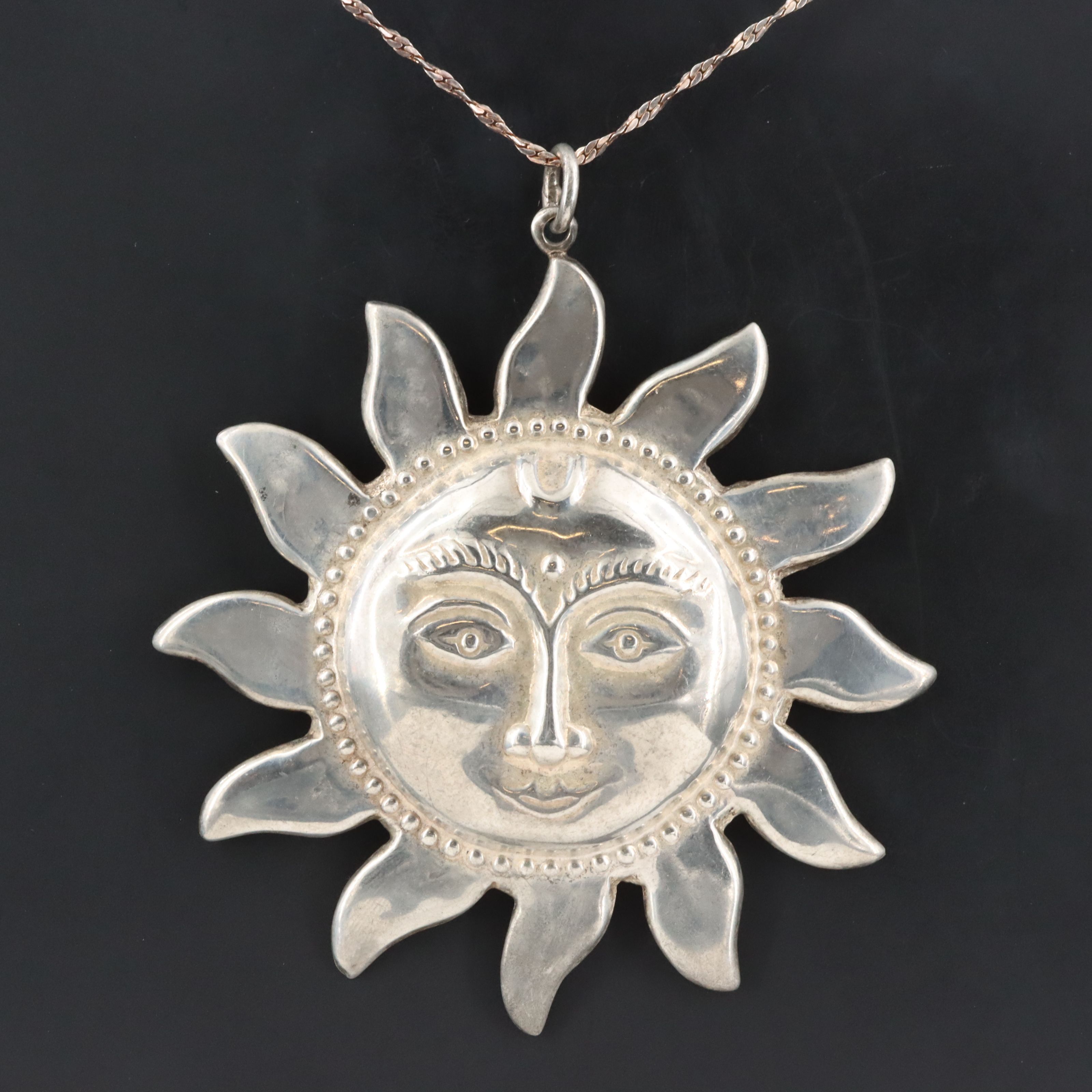 Sterling Sun Pendant Necklace