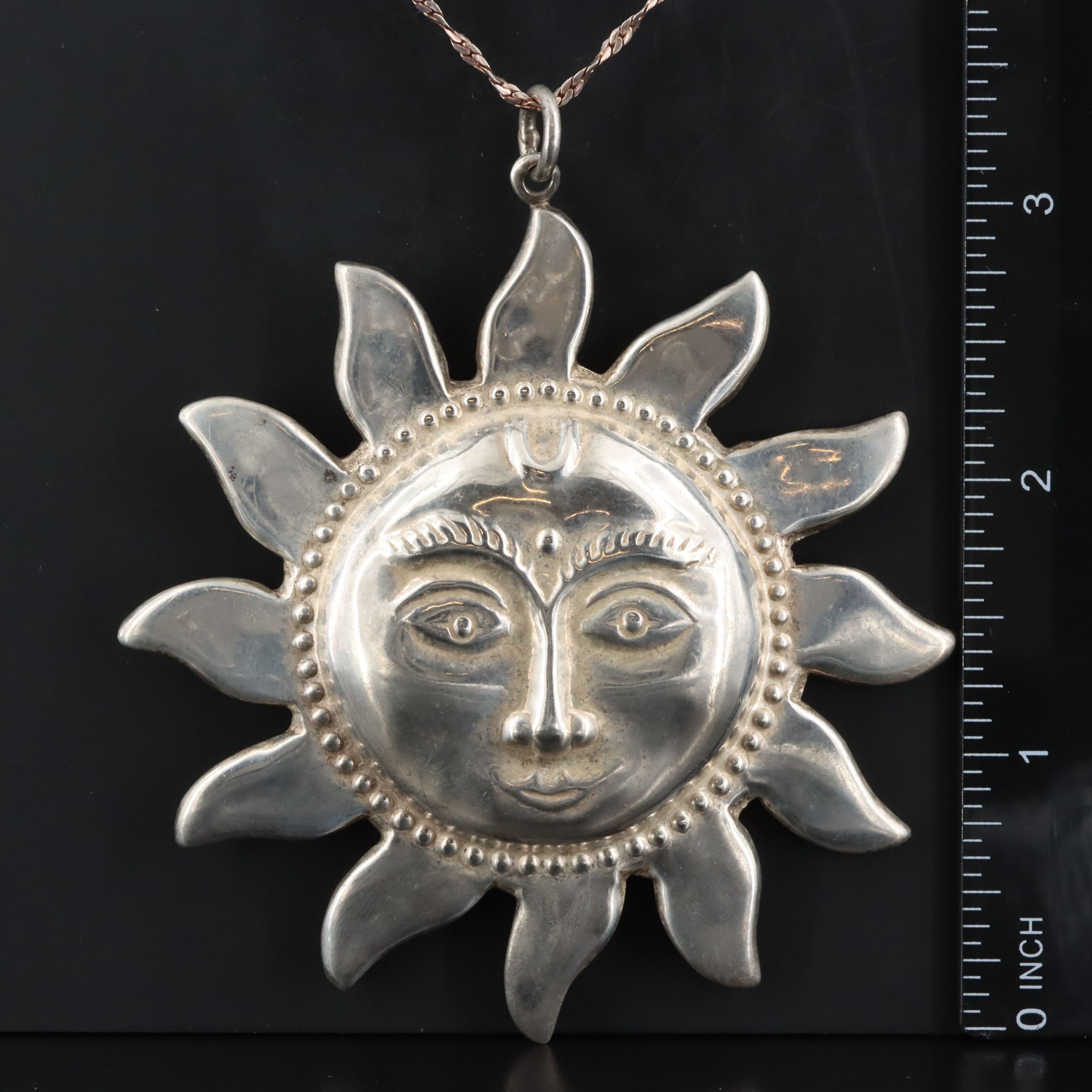Sterling Sun Pendant Necklace