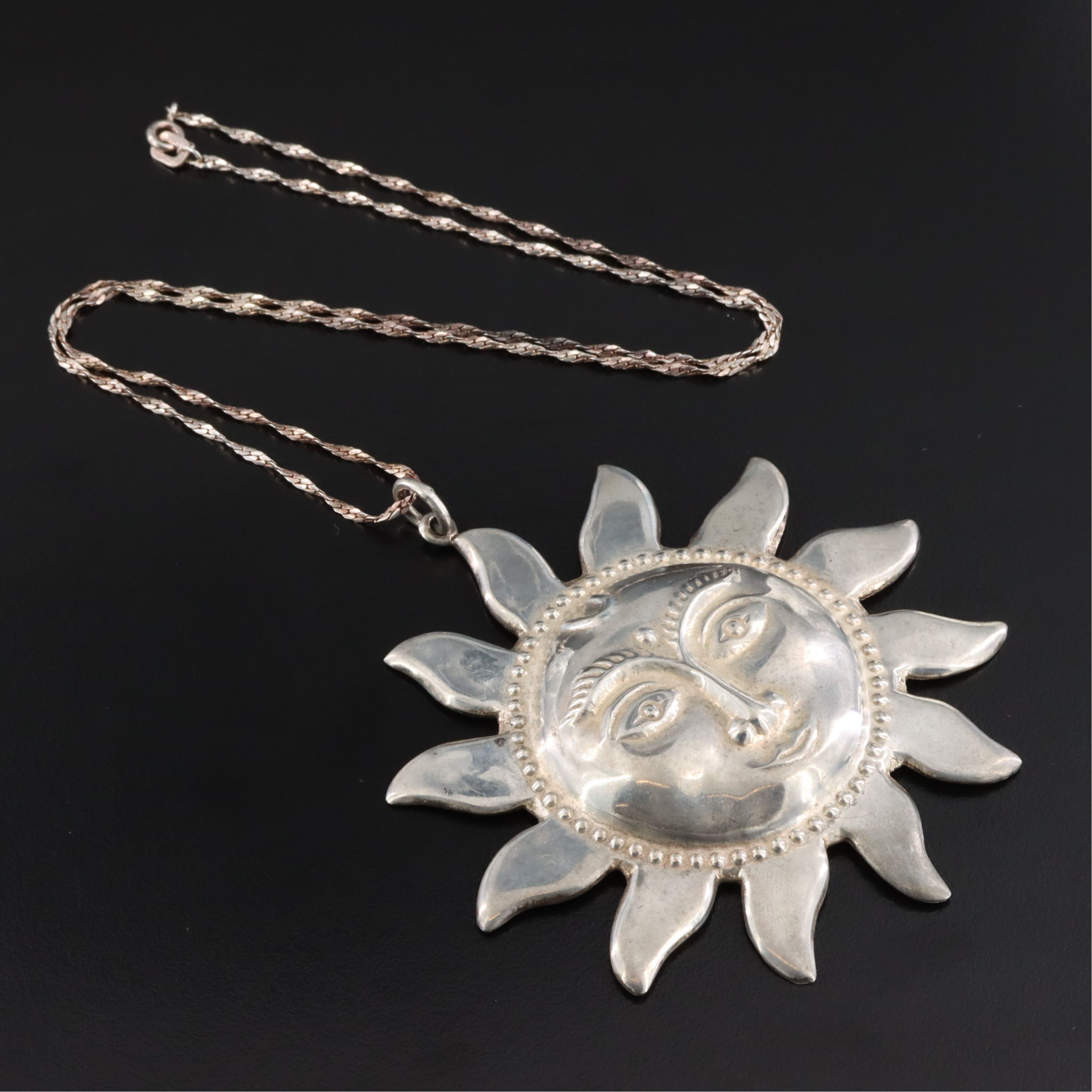Sterling Sun Pendant Necklace