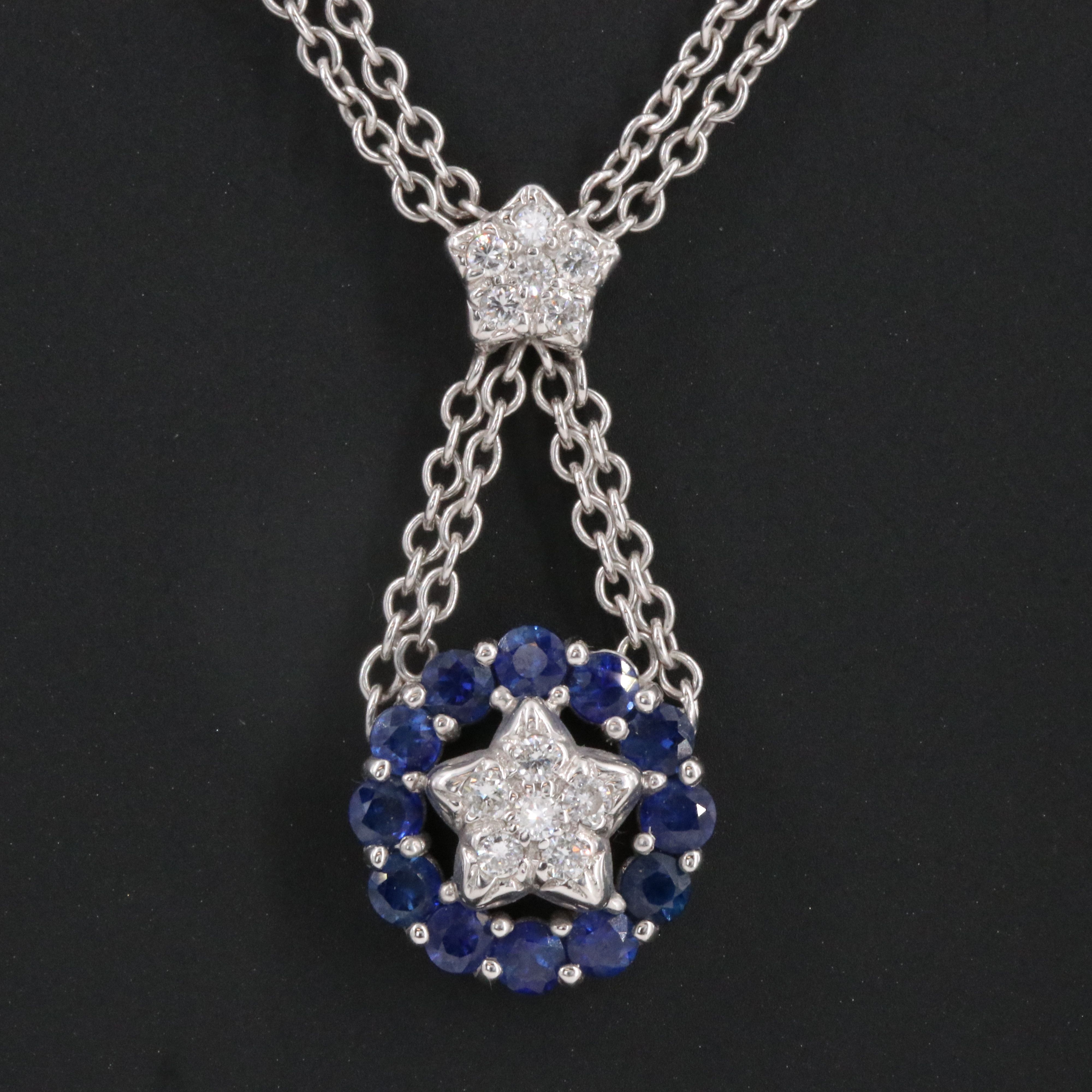 18K Sapphire and Diamond Pendulum Necklace