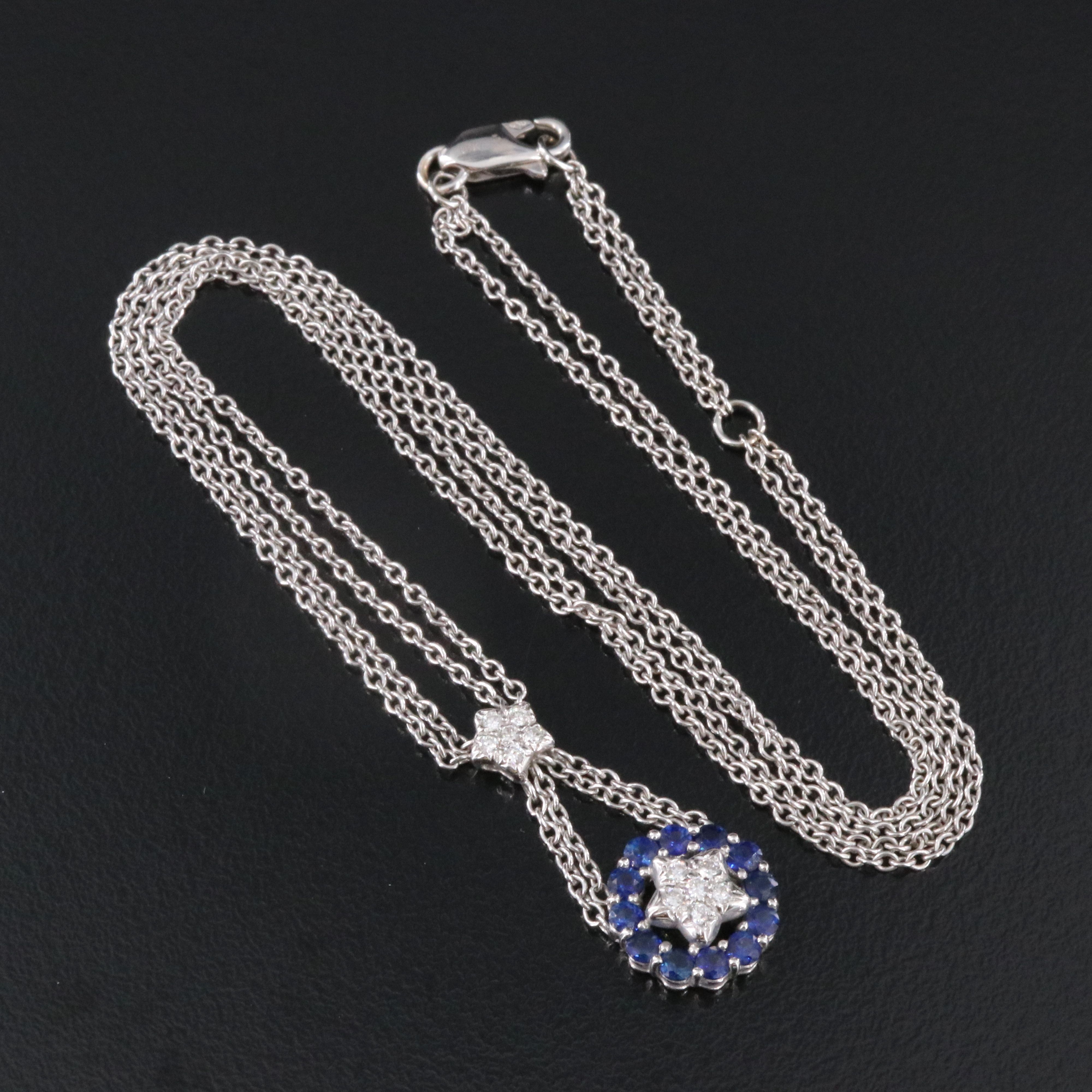 18K Sapphire and Diamond Pendulum Necklace