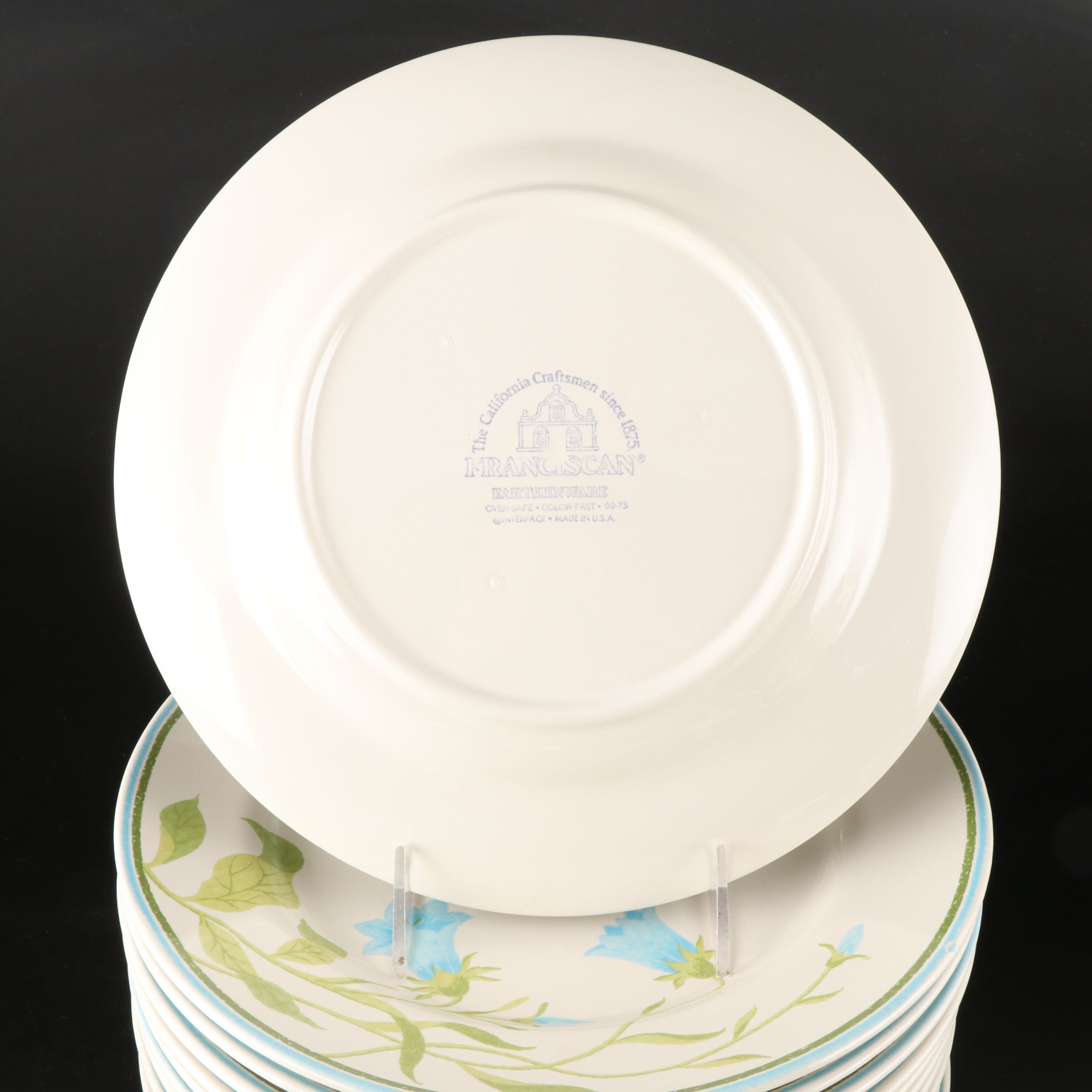 Franciscan "Blue Bell" Greenhouse Series Earthenware Plates and Dishes, 1970s