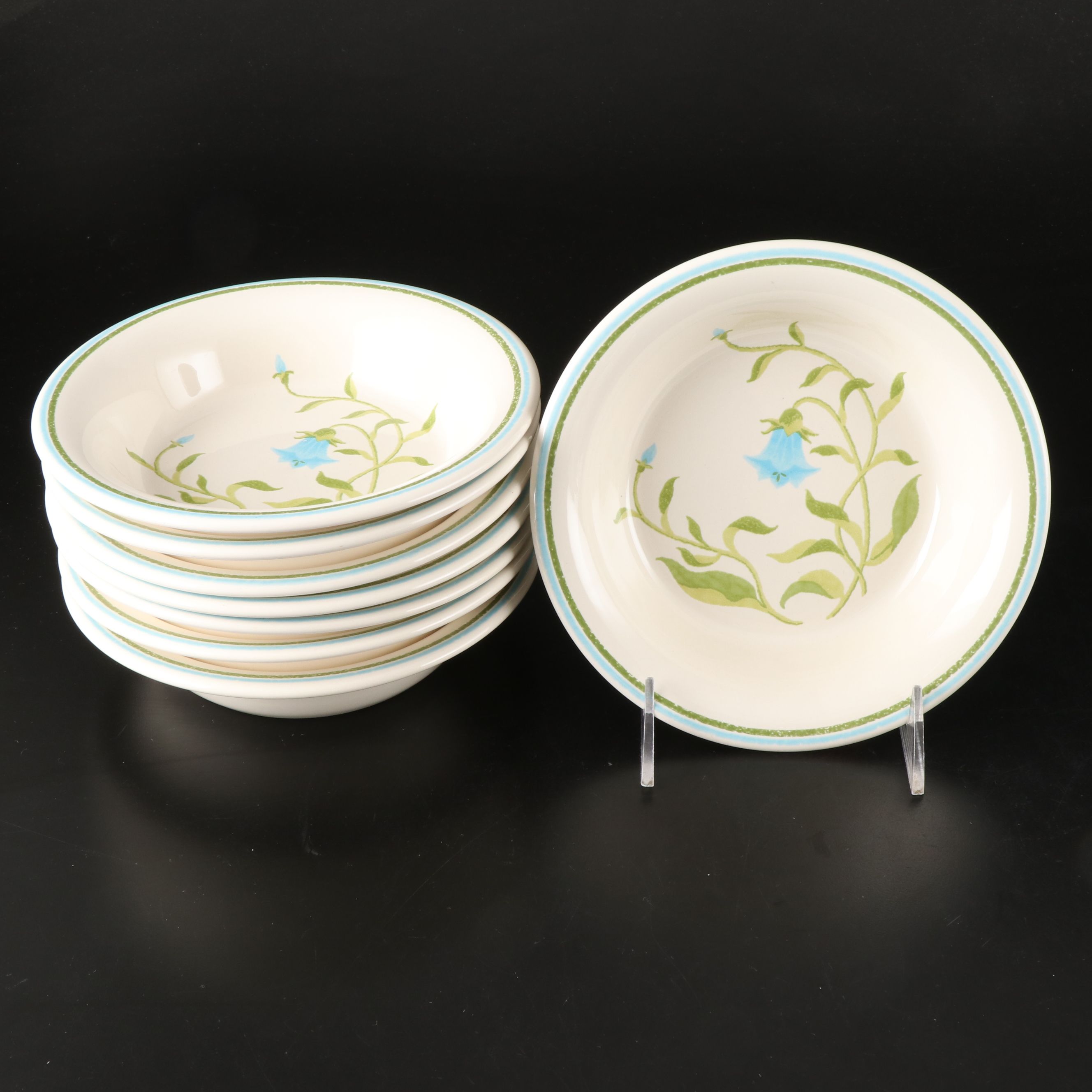 Franciscan "Blue Bell" Greenhouse Series Earthenware Plates and Dishes, 1970s