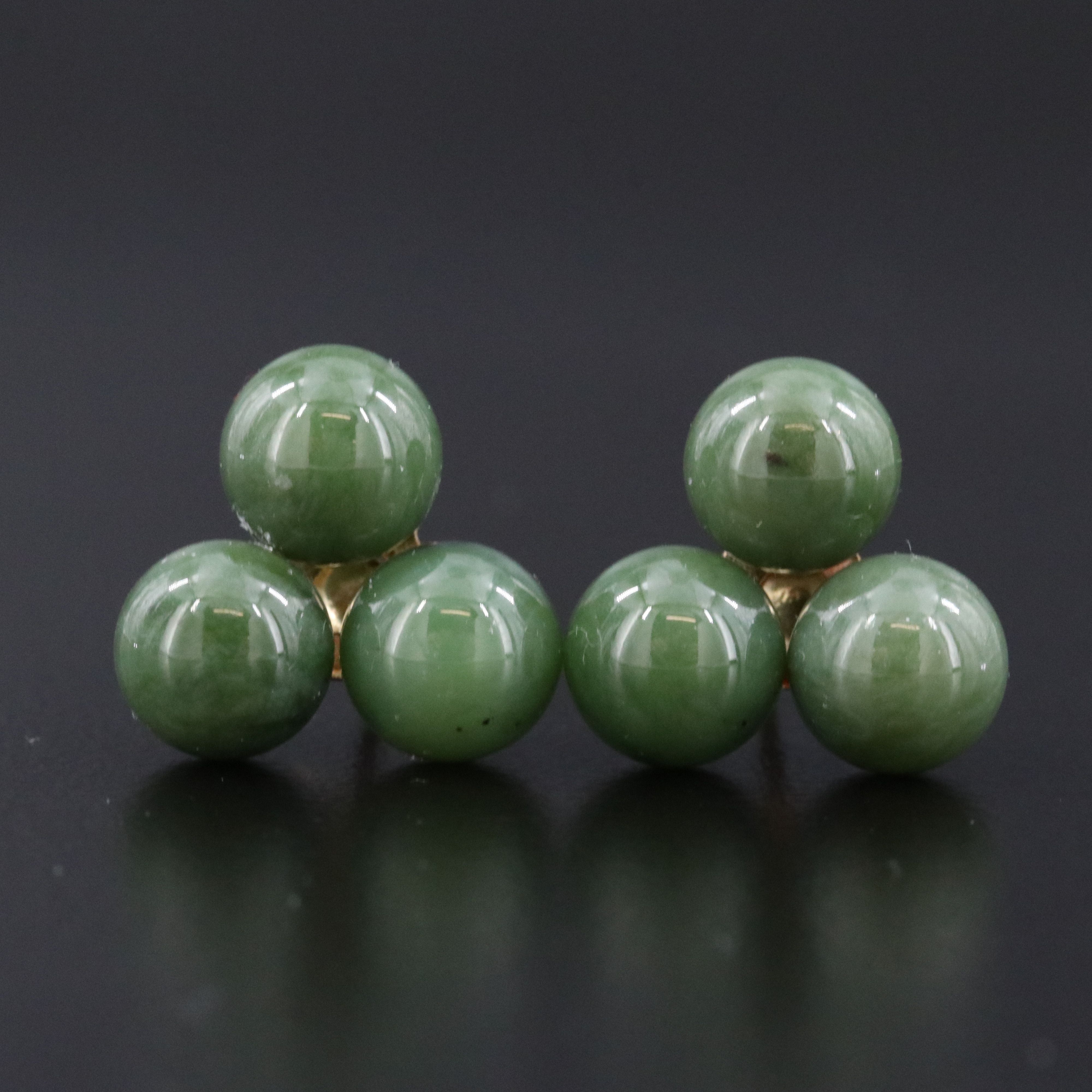 14K Nephrite Stud Earring