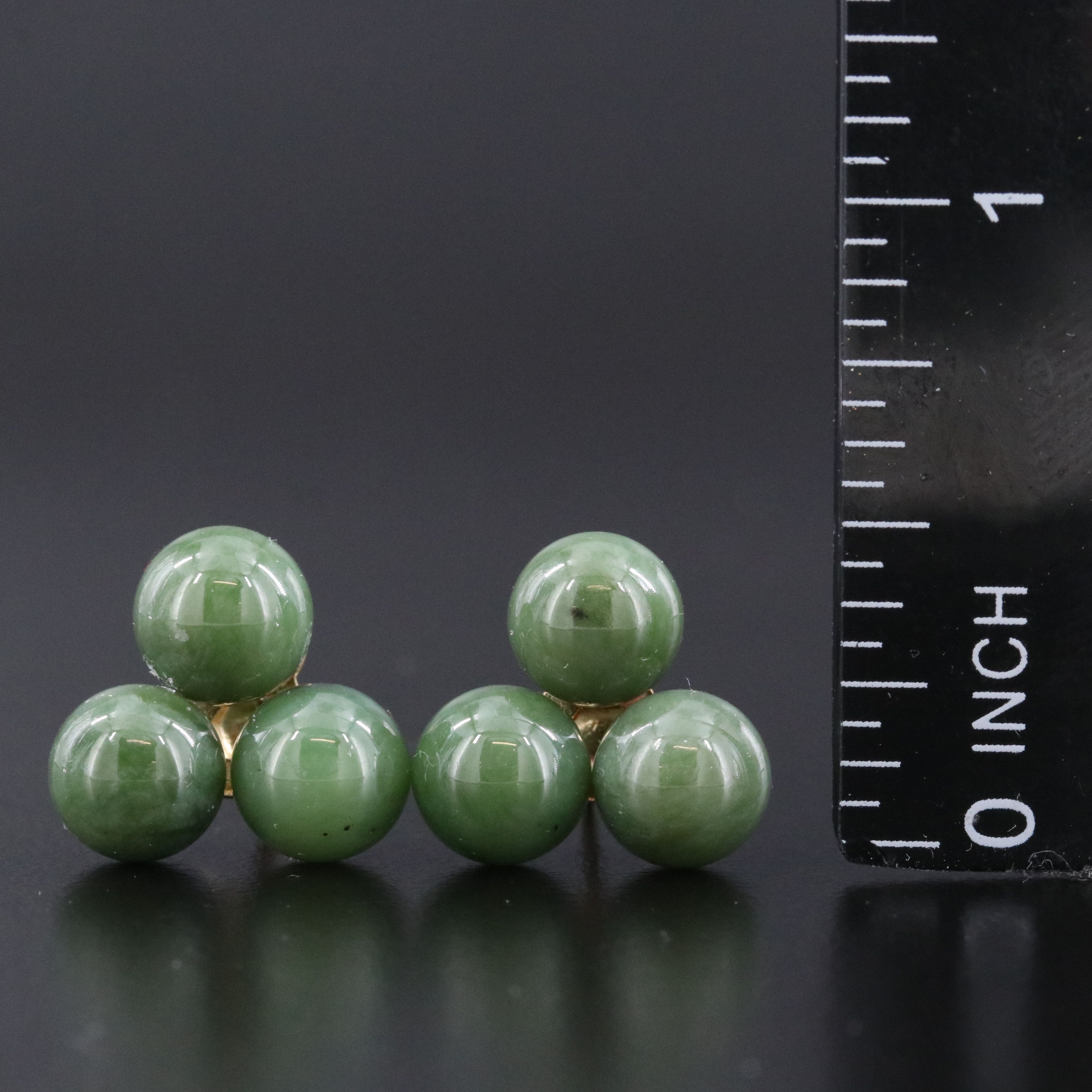14K Nephrite Stud Earring