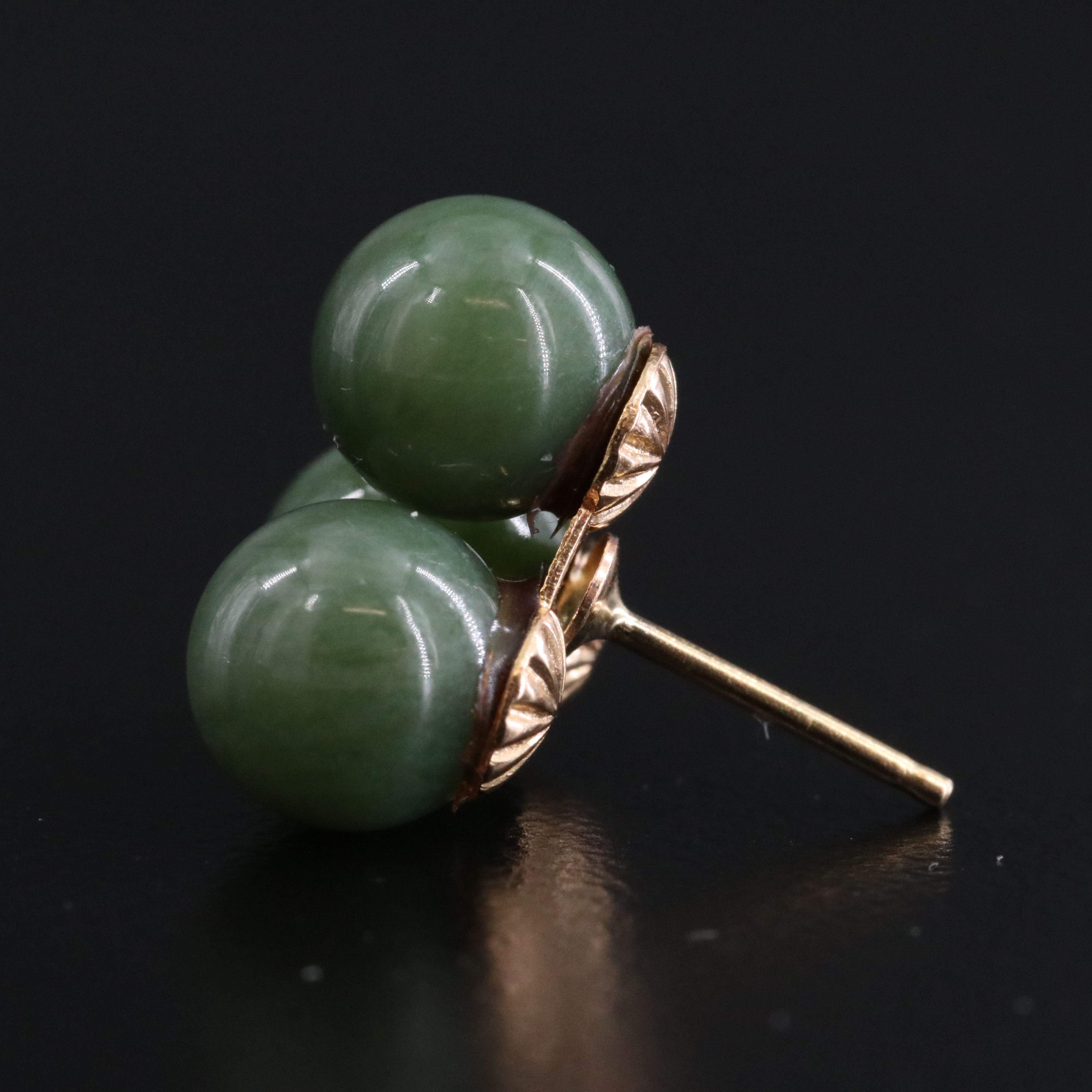 14K Nephrite Stud Earring