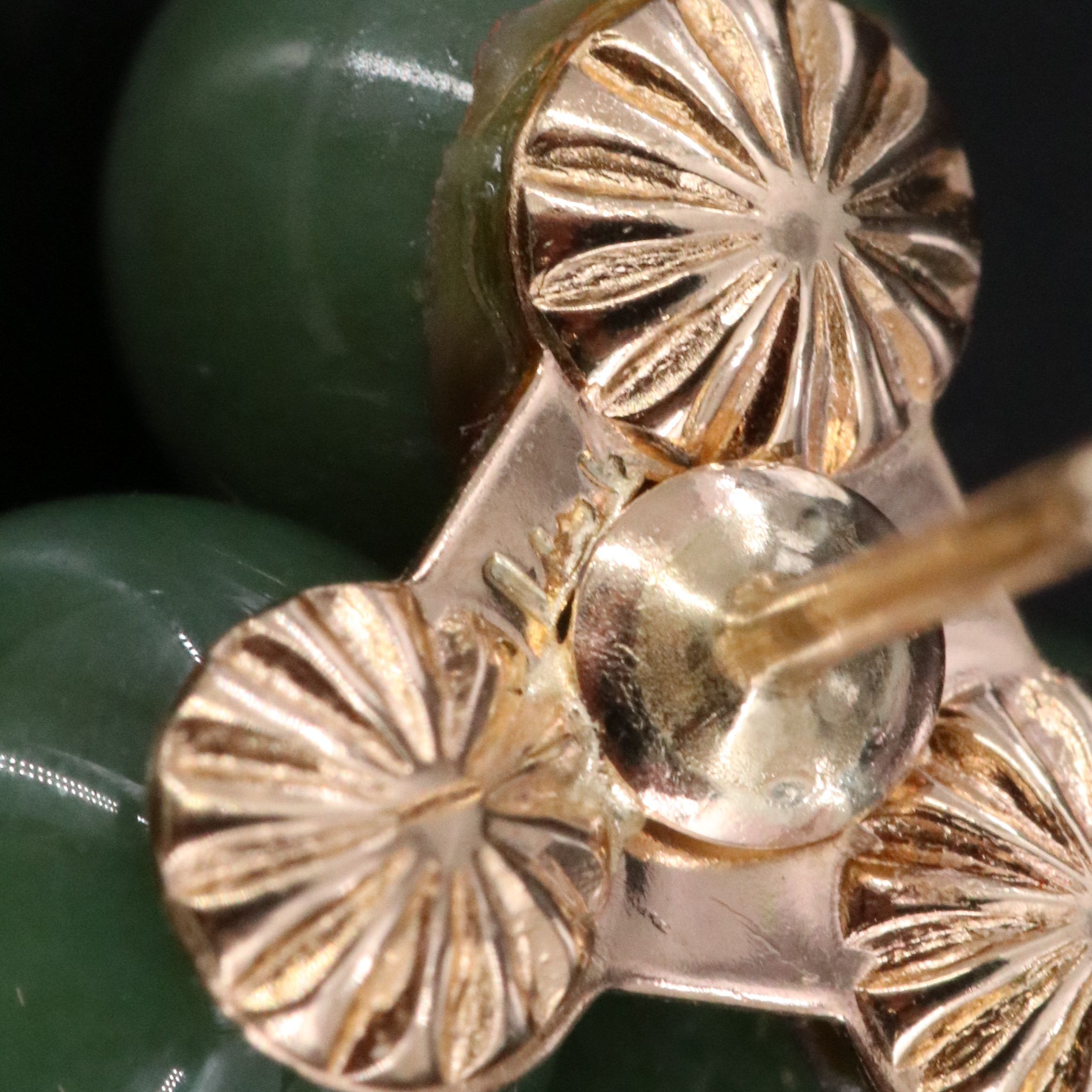 14K Nephrite Stud Earring