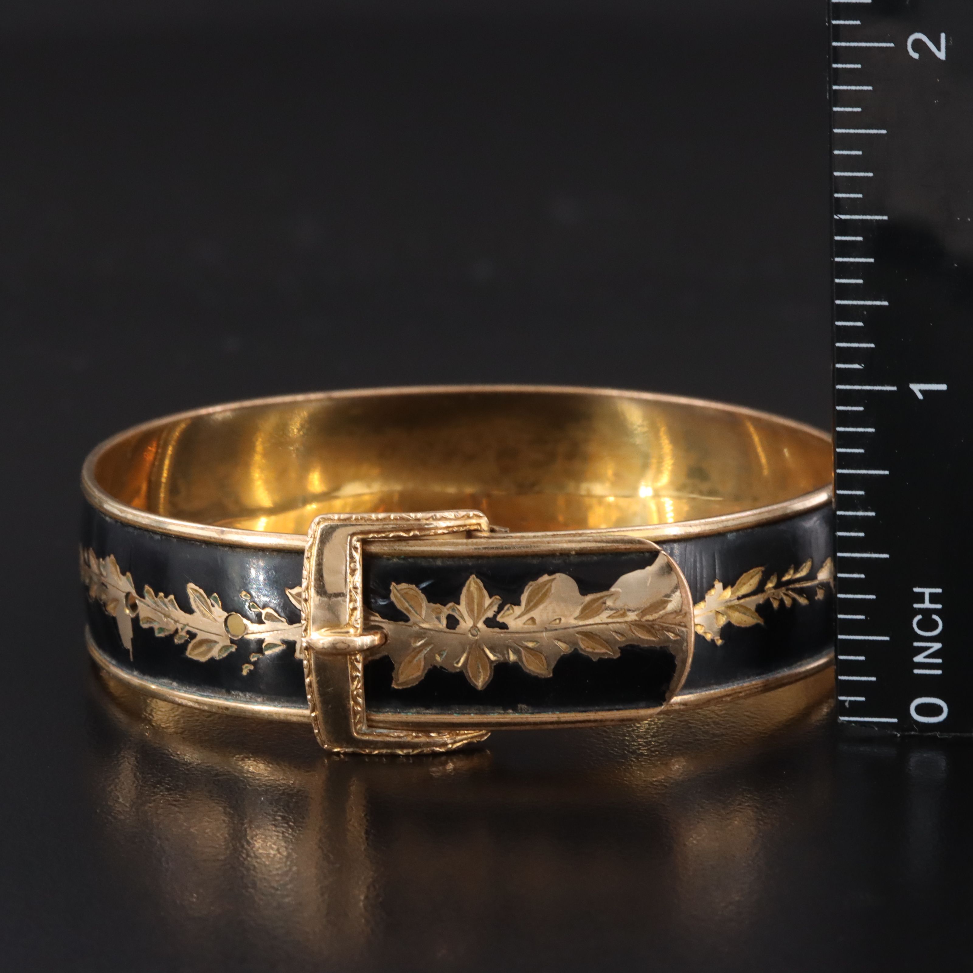 Vintage Hayward Gold-Filled Enamel Buckle and Antique Floral Bangles