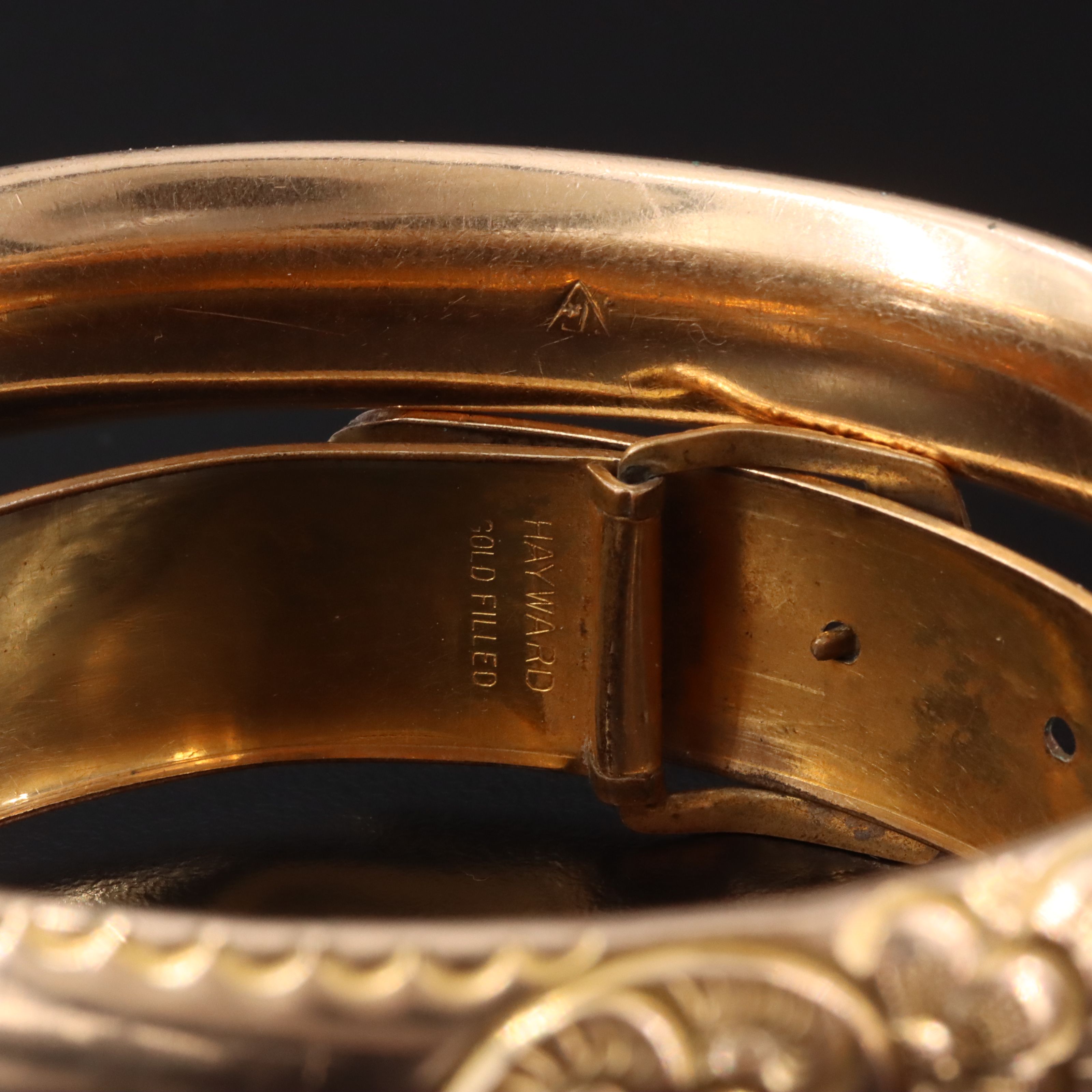 Vintage Hayward Gold-Filled Enamel Buckle and Antique Floral Bangles