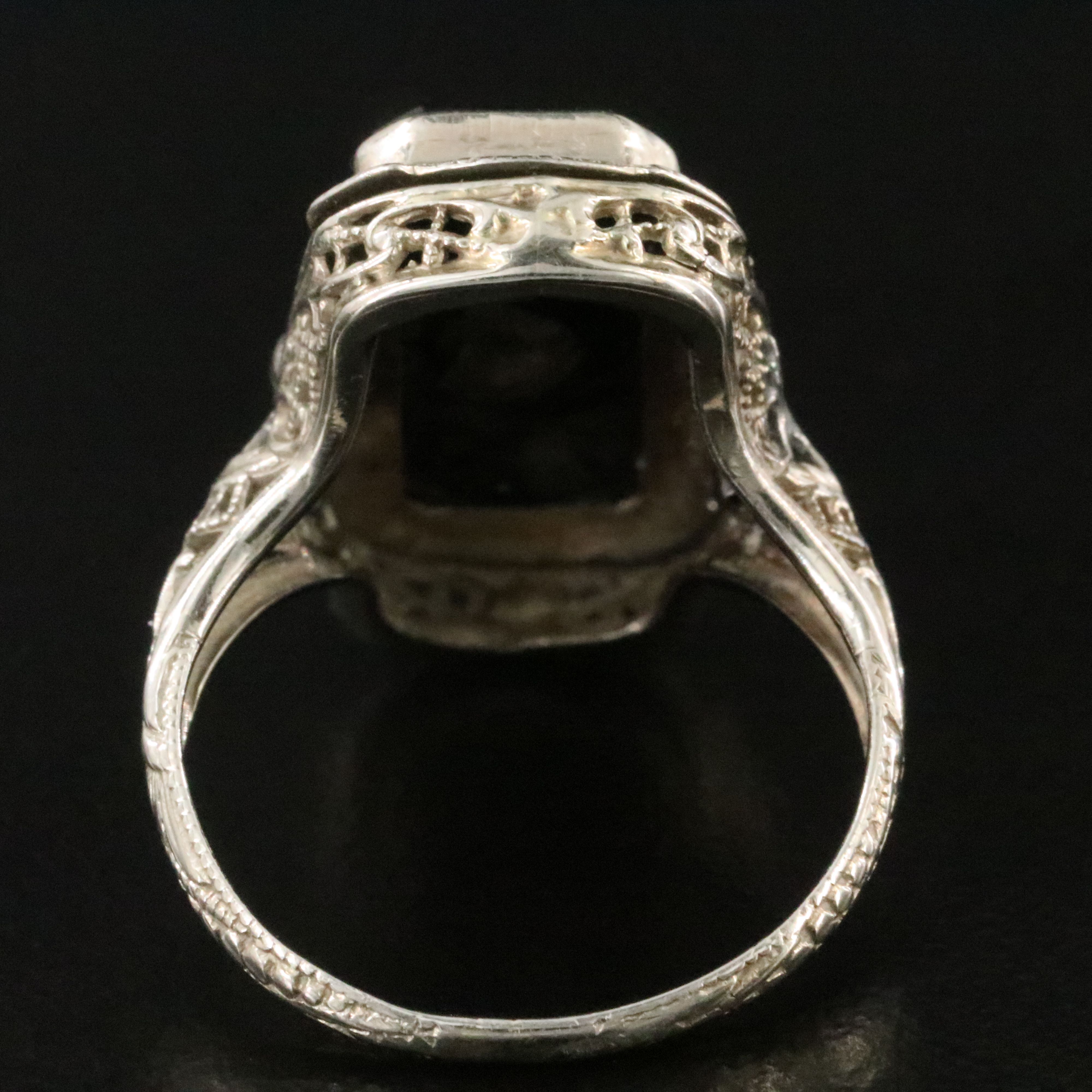 Vintage 14K Black Onyx and Diamond Ring