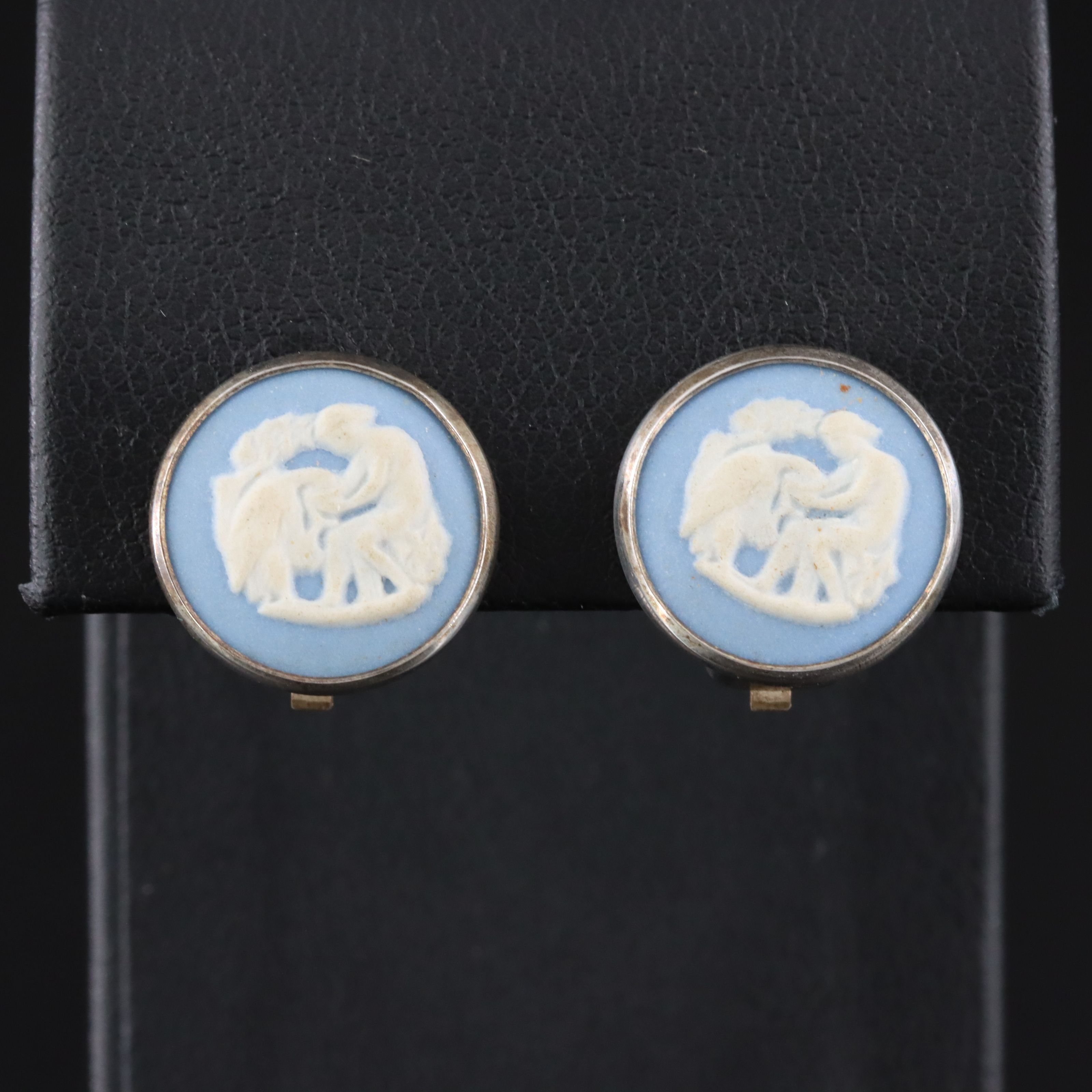 Wedgwood Sterling Jasperware Greco-Roman Hebe & Zeus Earrings