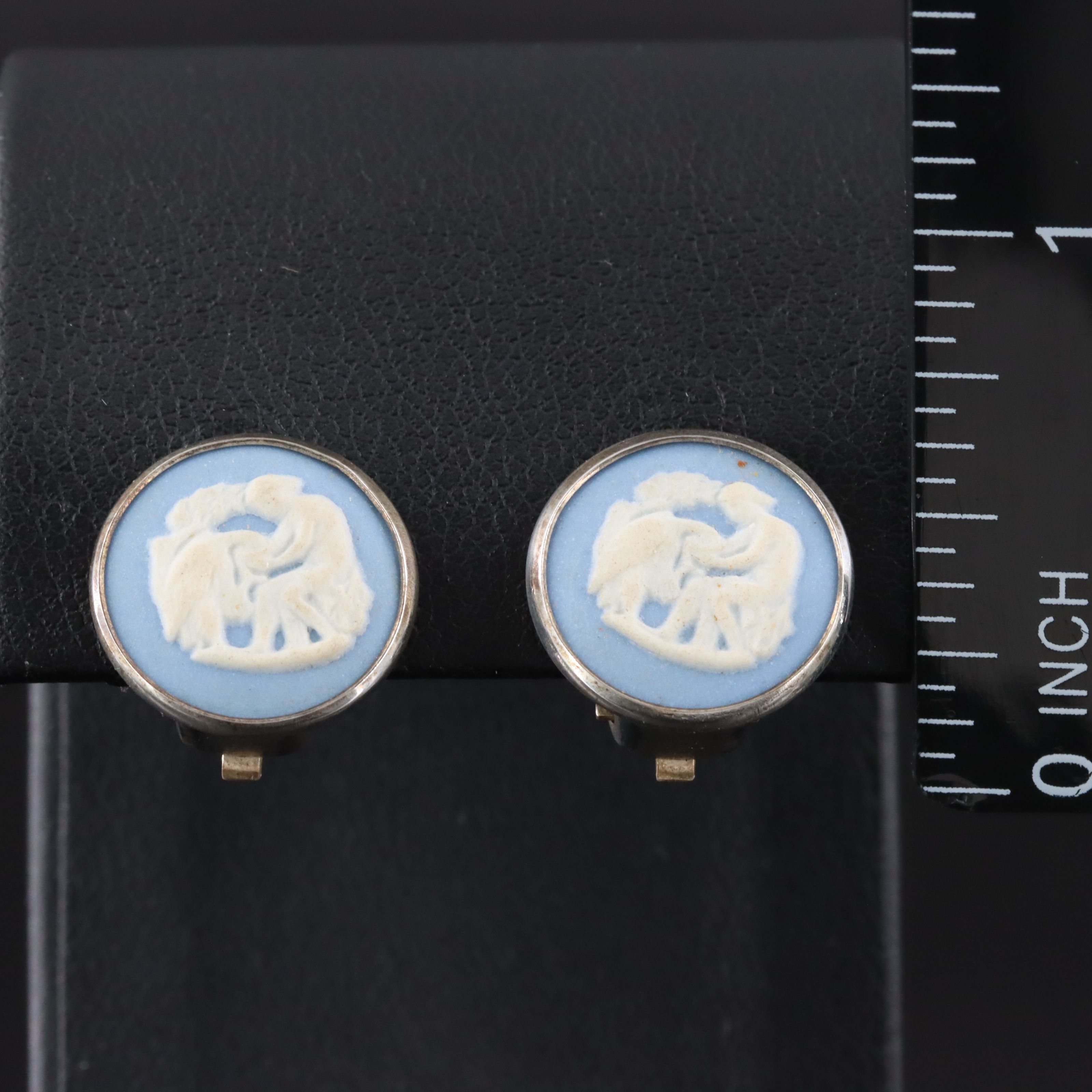 Wedgwood Sterling Jasperware Greco-Roman Hebe & Zeus Earrings