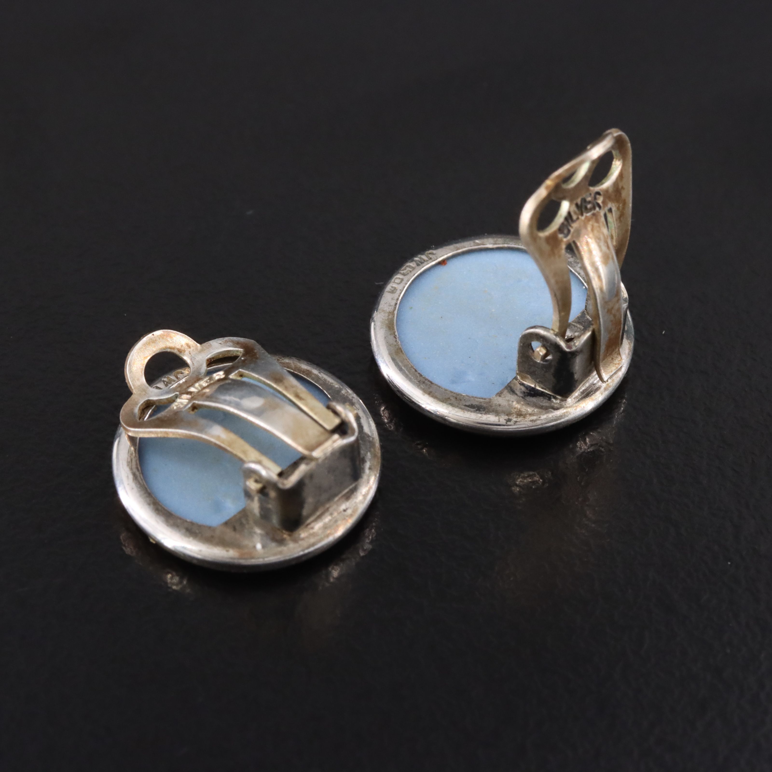 Wedgwood Sterling Jasperware Greco-Roman Hebe & Zeus Earrings
