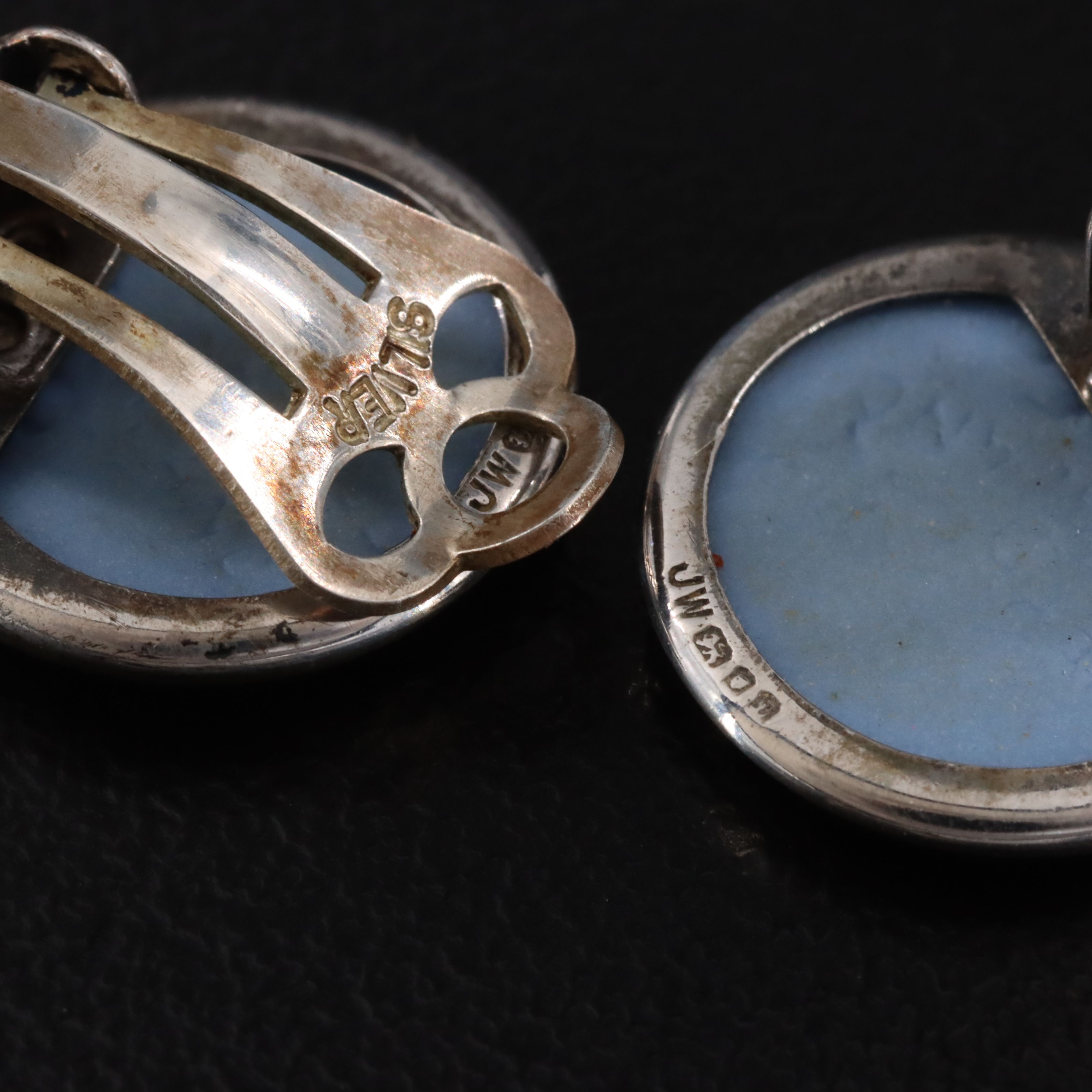 Wedgwood Sterling Jasperware Greco-Roman Hebe & Zeus Earrings