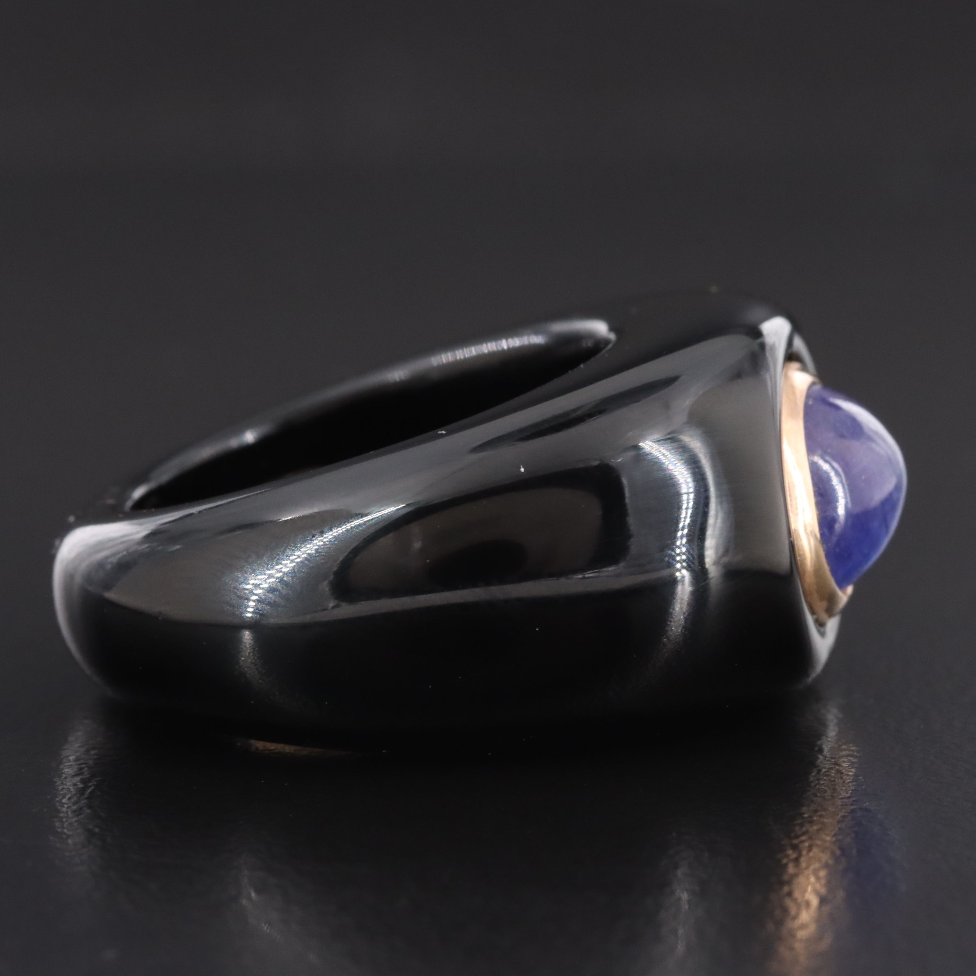 Tanzanite and 10K Accented Black Onyx Hololith Ring