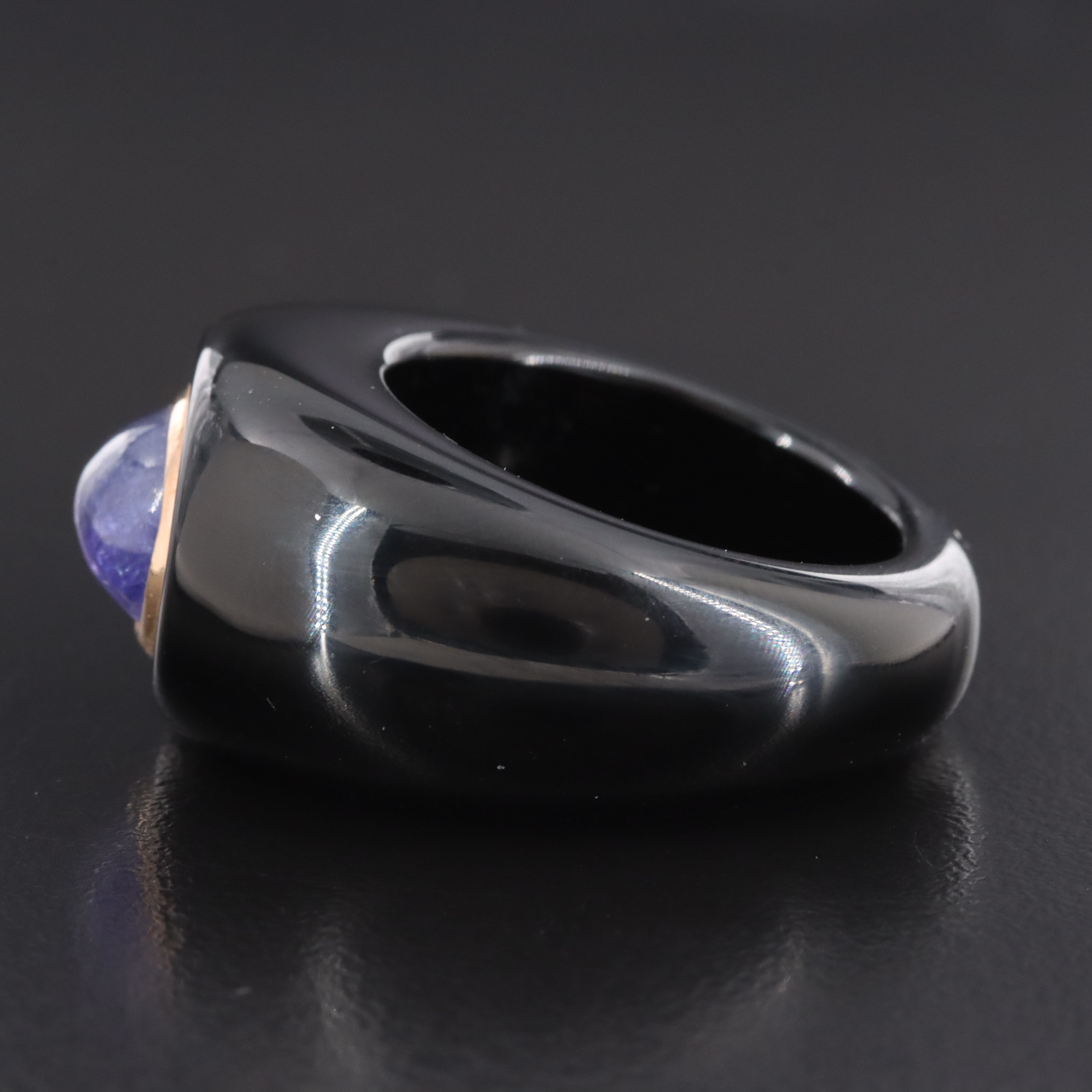 Tanzanite and 10K Accented Black Onyx Hololith Ring
