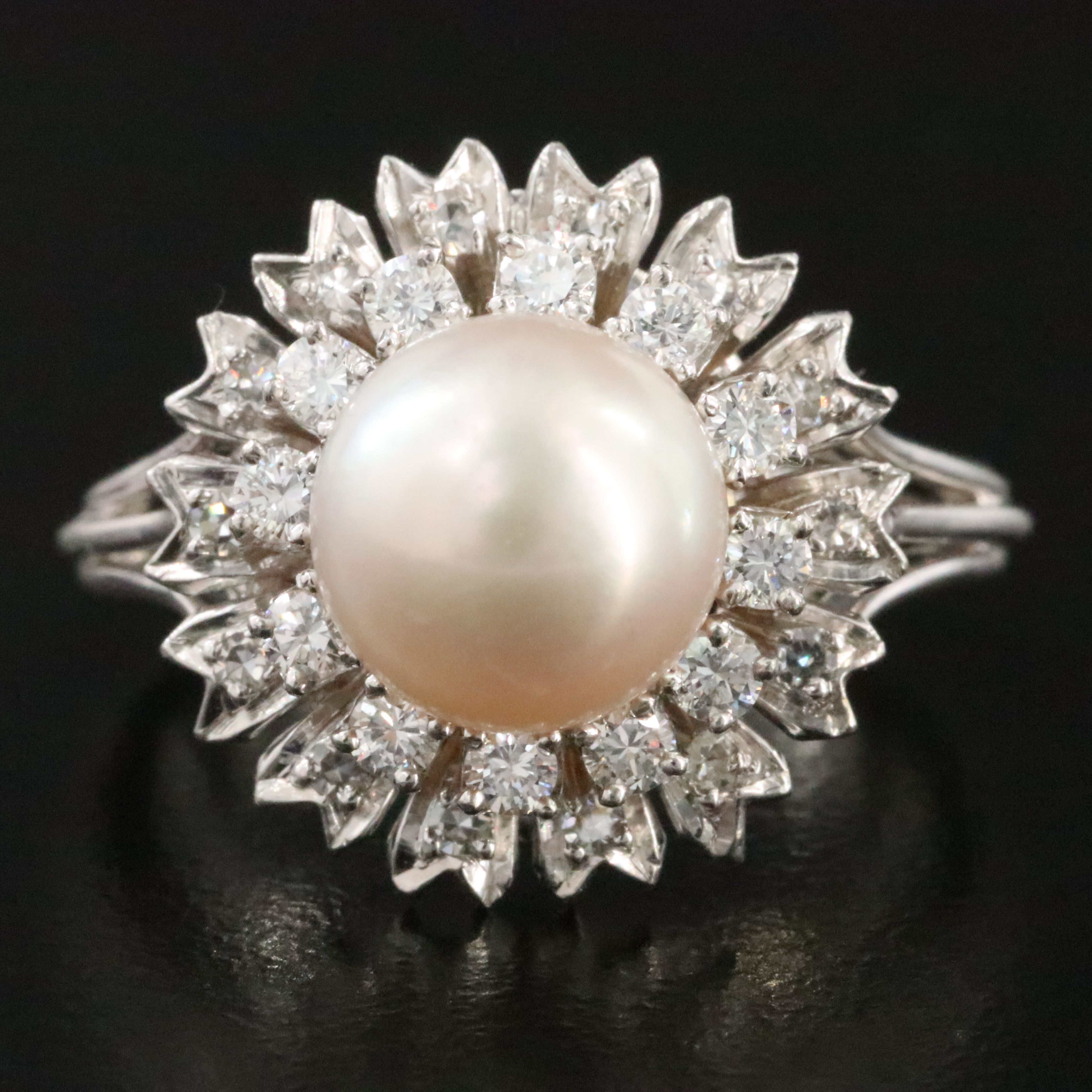 Platinum Pearl and Diamond Ring