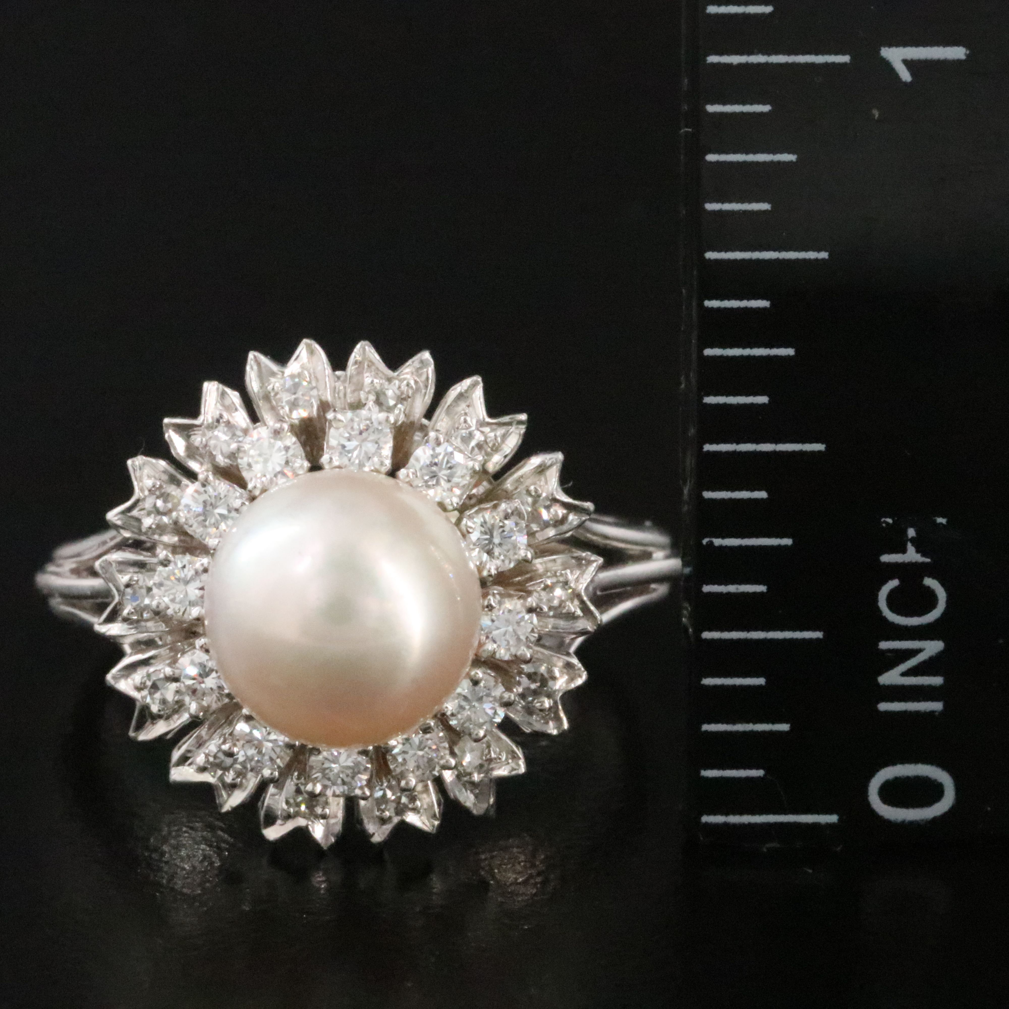 Platinum Pearl and Diamond Ring